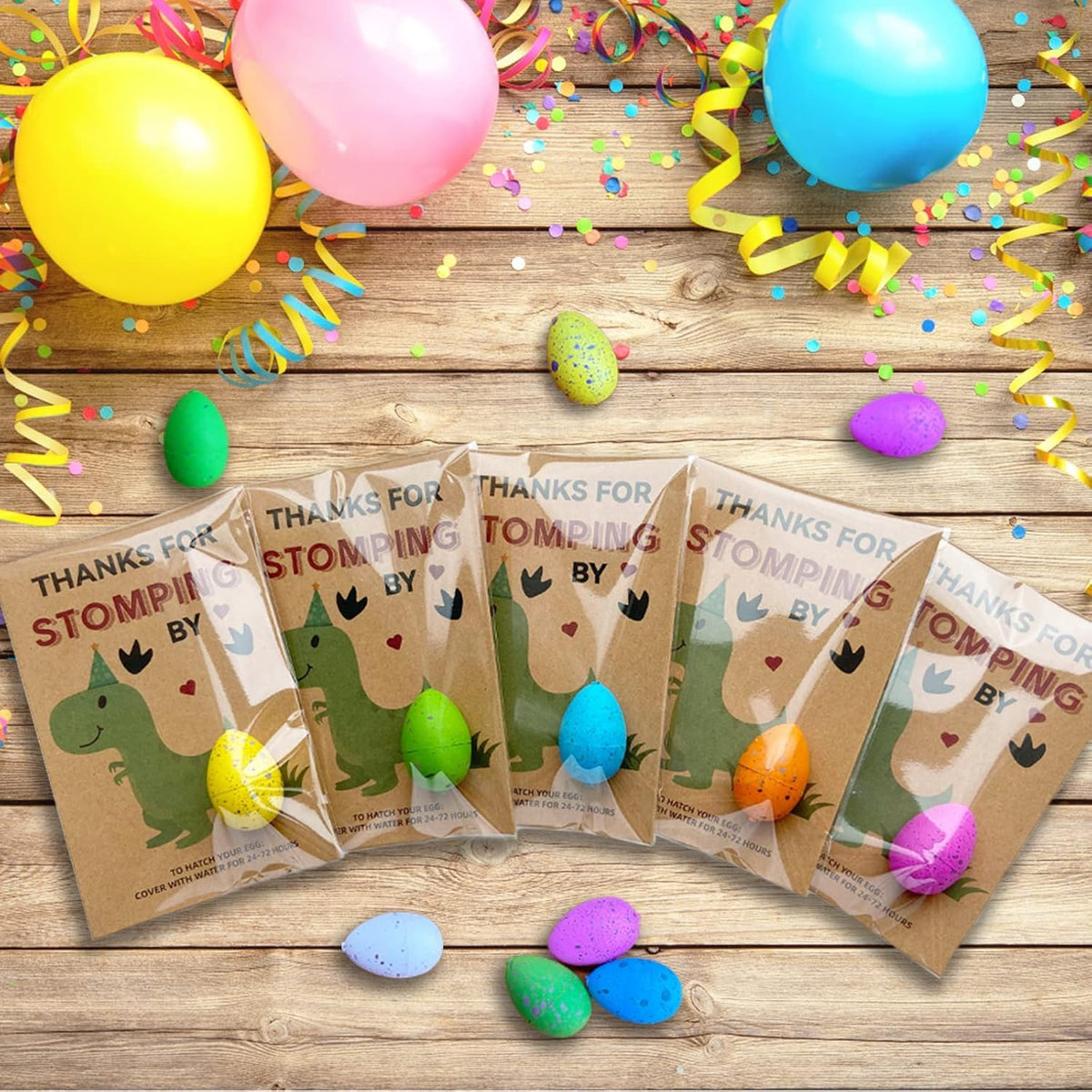 KASTWAVE Dinosaur Party Favors for Kids Birthday Parties, 24 Pack Dino Egg Hatching Cards Bulk, Exciting Boys Girls Toddler Party Supplies & Unique Decorations, Fun Dinosaur Gifts & Games
