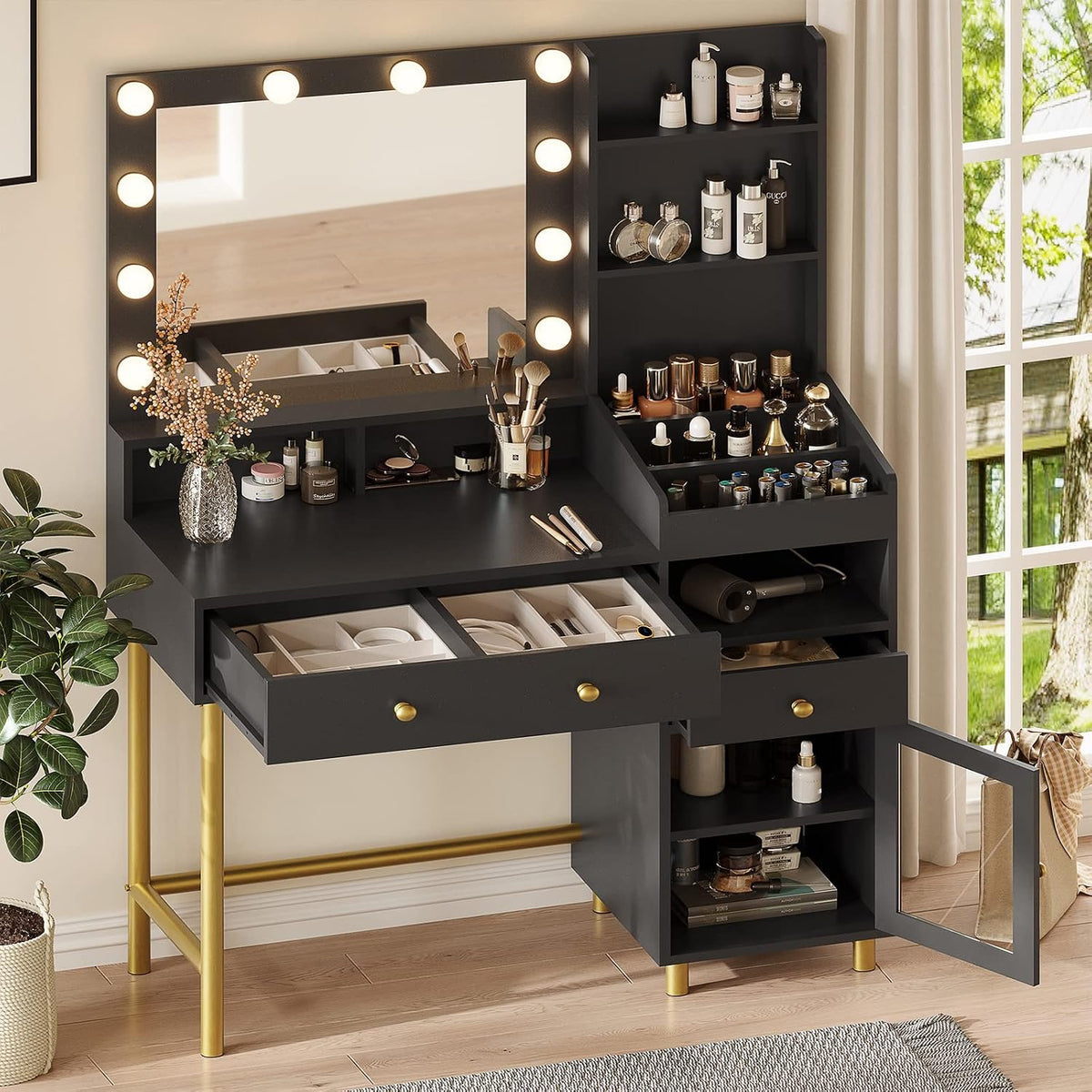 AOGLLATI Dressing Table with LED Mirror Light
