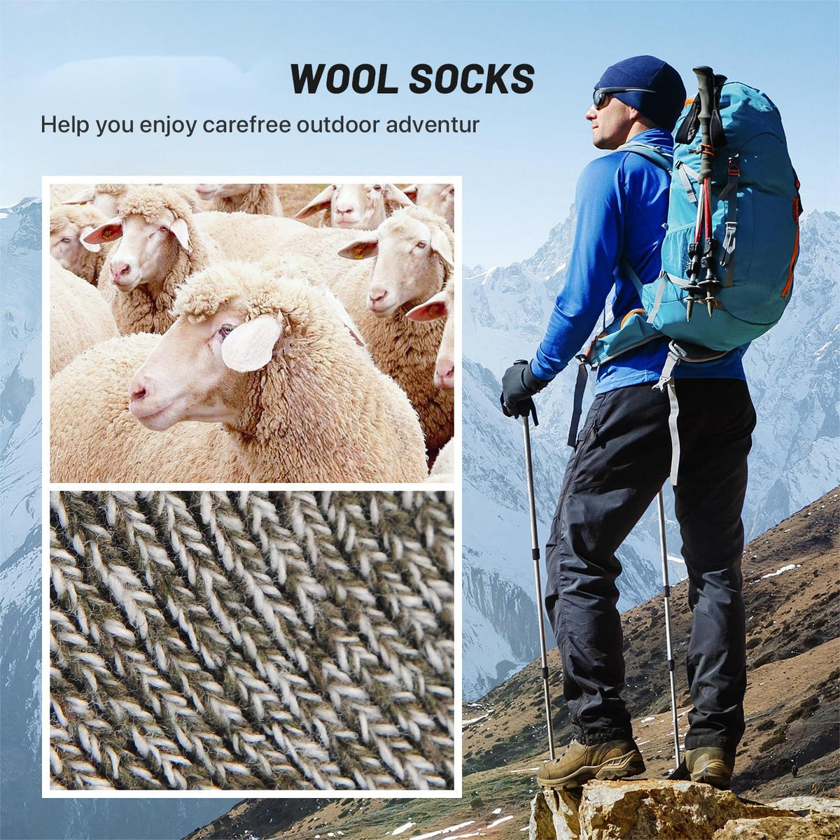 KASTWAVE Thick Wool Socks for Mens, Size 36-47 (7-12), Warm Winter Soft Thermal Socks, Cozy Winter Socks for Mens Gifts (5 Pairs)