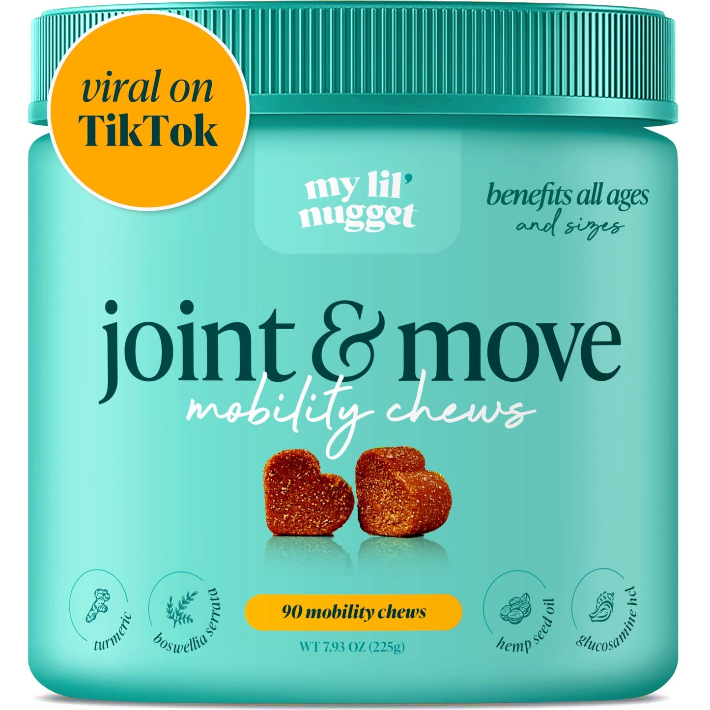 My Lil’ Nugget – Vet-Approved Hip and Joint Support for Dogs | All-Natural Dog Arthritis & Joint Pain Relief | Glucosamine, Chondroitin & Hemp | All-Ages – Senior Dog to Puppy | 90 Bacon Flavor Chews