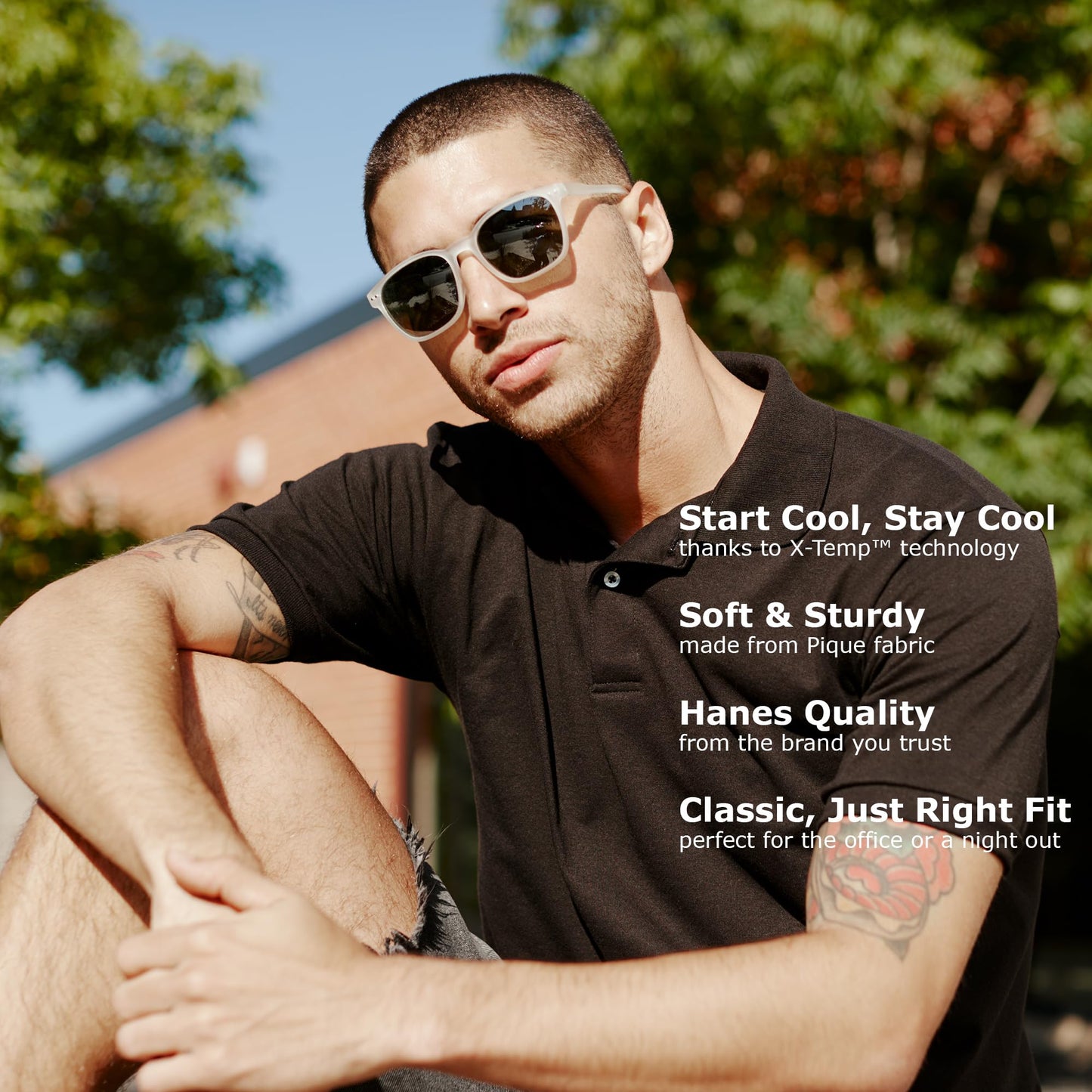 Hanes Men's Short Sleeve X-Temp W/ FreshIQ Polo, Charcoal Heather, XX-Large - Medaid International
