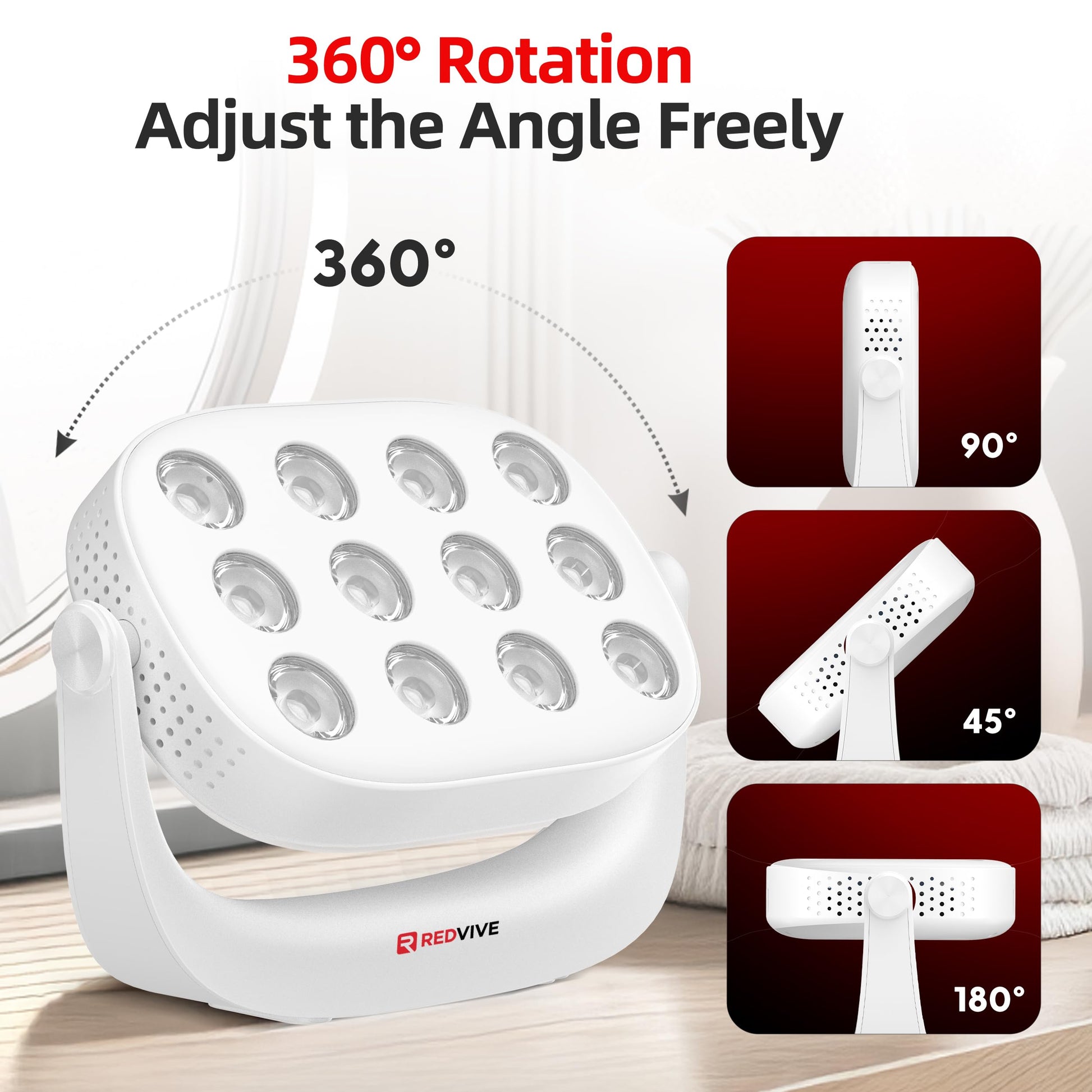 Red Light Therapy, Near Infrared 660nm 850nm Portable Red Light Therapy for Face and Body 4000mAh Battery Include Rotate 360 Degrees 12LEDS Dual Chip Device at Home Sport Yoga - Medaid International