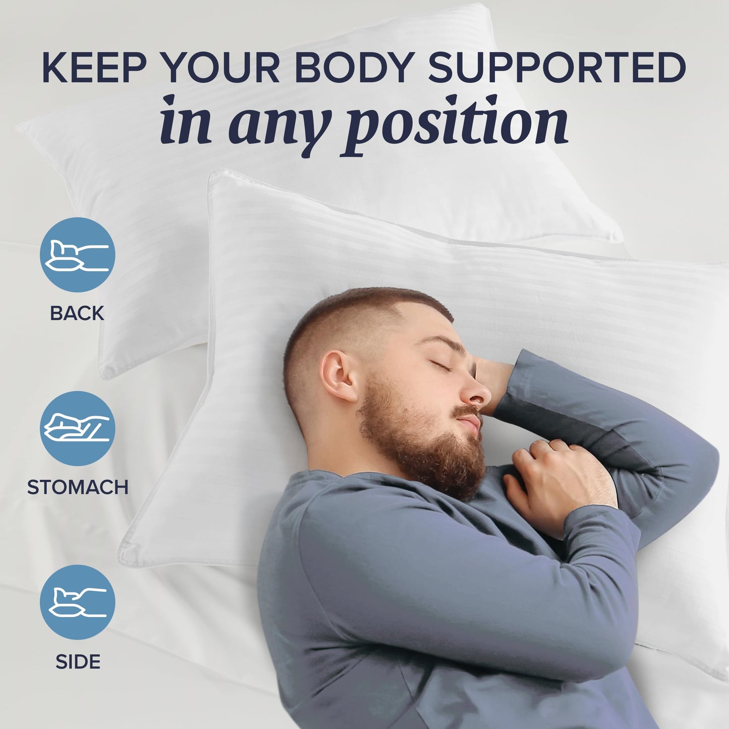 Beckham Hotel Collection Queen Size Memory Foam (Adjustable Fill) Bed Pillows Set of 2 - Cooling Shredded Foam Pillow for Back, Stomach or Side Sleepers - Medaid International