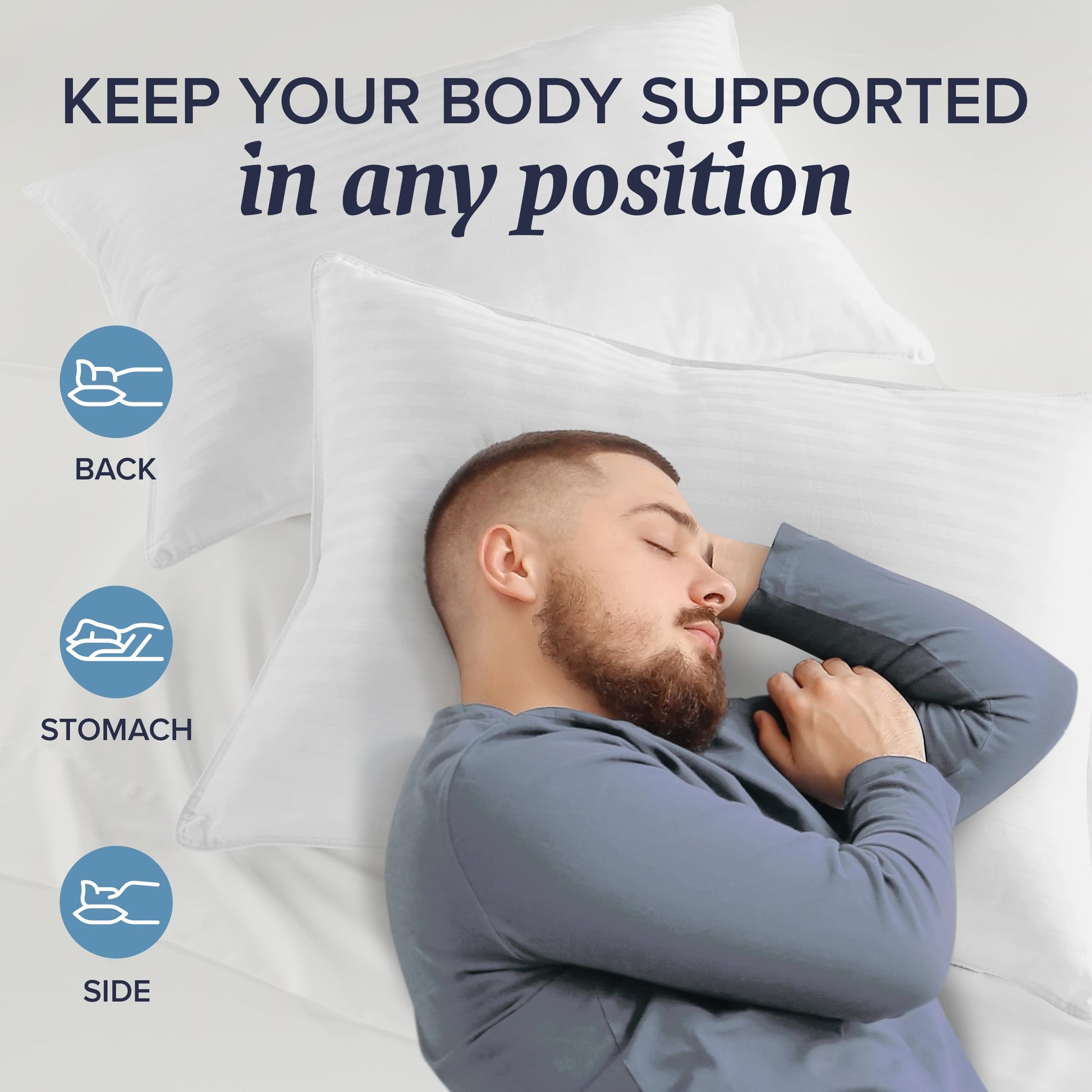 Beckham Hotel Collection Queen Size Memory Foam (Adjustable Fill) Bed Pillows Set of 2 - Cooling Shredded Foam Pillow for Back, Stomach or Side Sleepers - Medaid International
