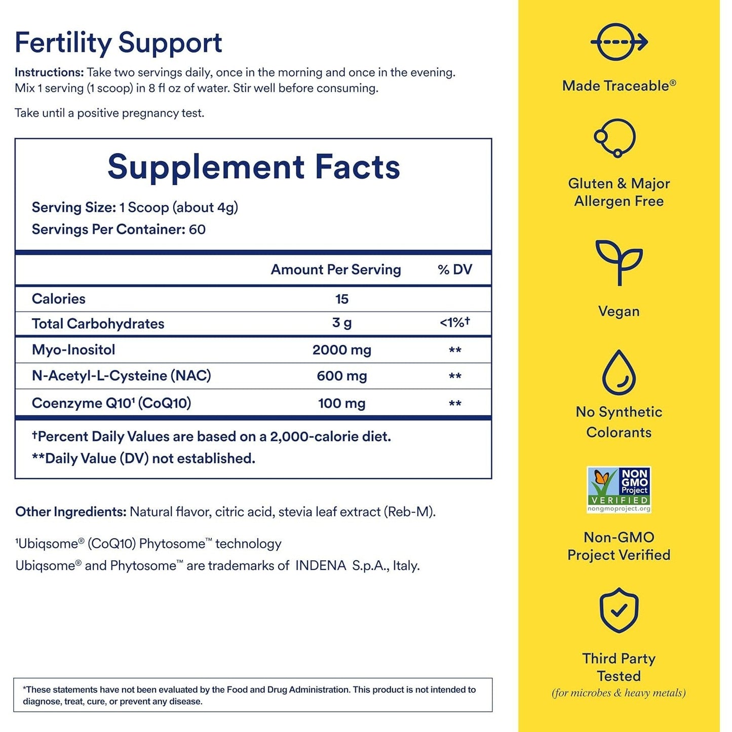 Ritual Fertility Support Supplement 3-in-1 Drink-Mix Formulated to Support Conception Outcomes with Clinically-Studied Ingredients (CoQ10, NAC, Myo-Inositol) and Designed with an OB/GYN. 60 Servings.* - Medaid International