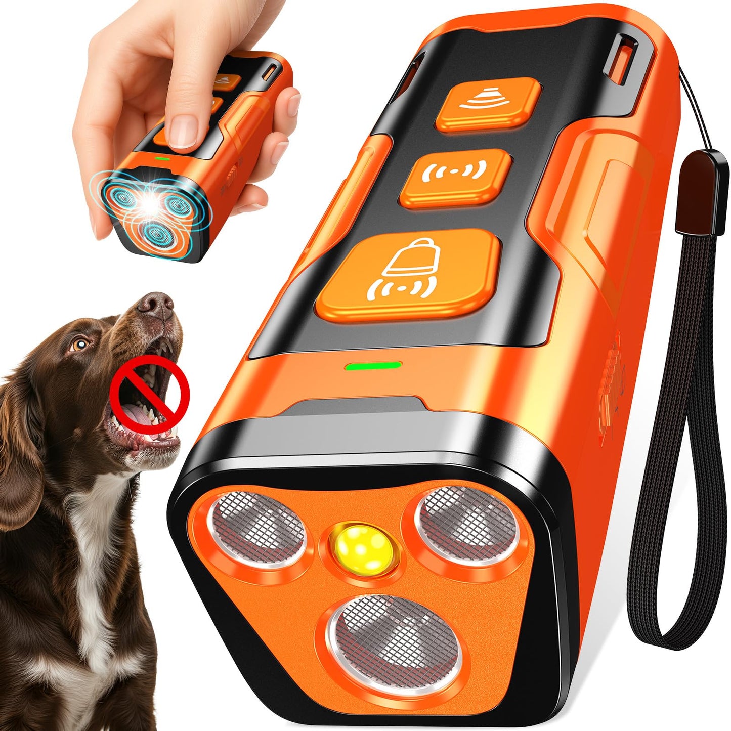 YUYQA Dog Bark Deterrent Device, 3X Ultrasonic Anti Barking, 6 Training Modes 23 FT Range Barks No More Indoors Outdoors Behavior Correct Safe & Humane Rechargeable Compact Bark Control for Dogs - Medaid International