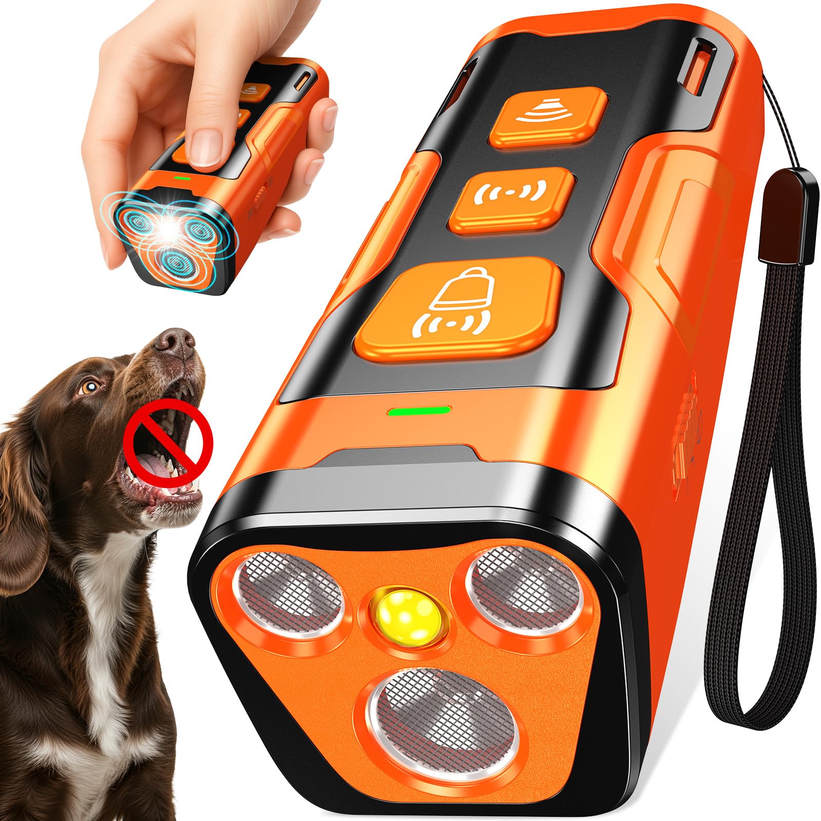 YUYQA Dog Bark Deterrent Device, 3X Ultrasonic Anti Barking, 6 Training Modes 23 FT Range Barks No More Indoors Outdoors Behavior Correct Safe & Humane Rechargeable Compact Bark Control for Dogs - Medaid International