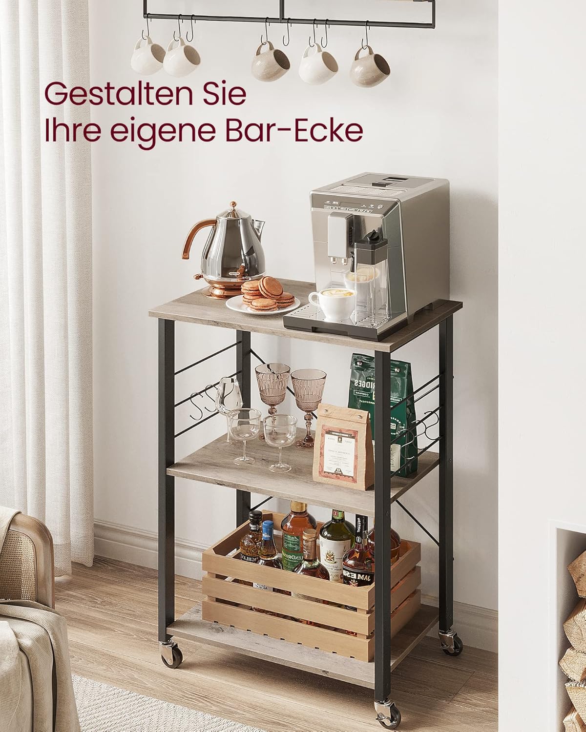 VASAGLE Kitchen Rack on Wheels KKS060B02