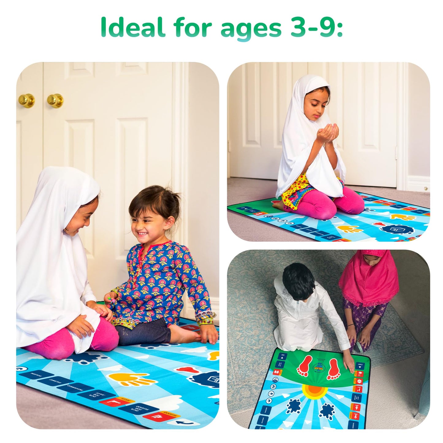 My Salah Mat for Kids - Interactive Muslim Prayer Rug for Kids Learning The Salah - Fun & Easy Prayer Mat with 36 Touch Keys, 15 Languages, Speaker, & Booklets - Islamic Toys for Ages 3 to 8 - Medaid International