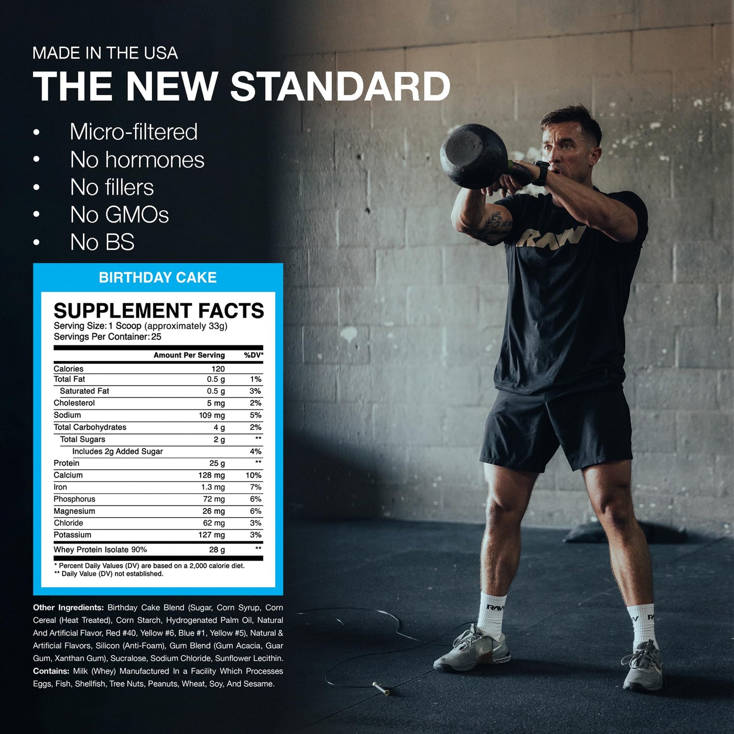 RAW Whey Isolate Protein Powder, Birthday Cake (CBUM Itholate Protein) - 100% Grass-Fed Sports Nutrition Powder for Muscle Growth & Recovery - Low-Fat, Low Carb - 25 Servings - Medaid International