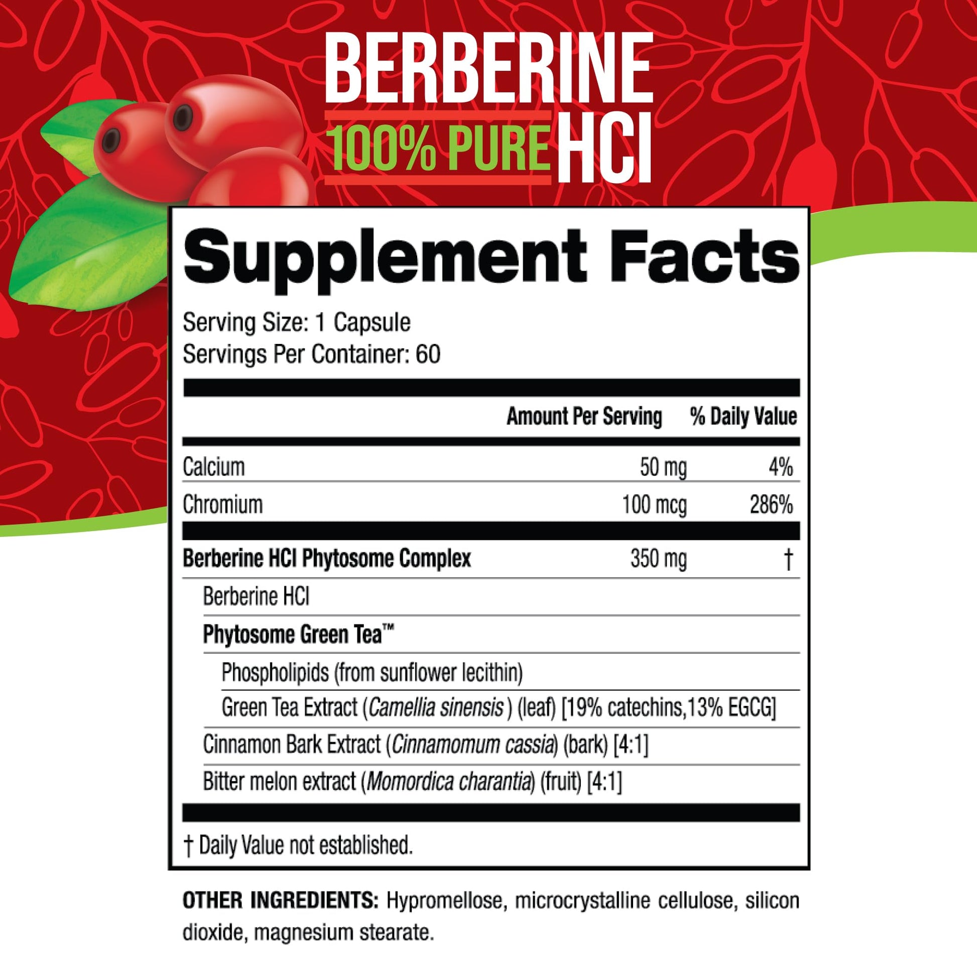 Nature's Science Berberine HCL with Phytosome Green Tea for Weight Management, 100% Pure Clinical Grade Berberine HCL for Better Absorption - Helps Metabolism, Keeps Full for Longer - 60 Caps - Medaid International