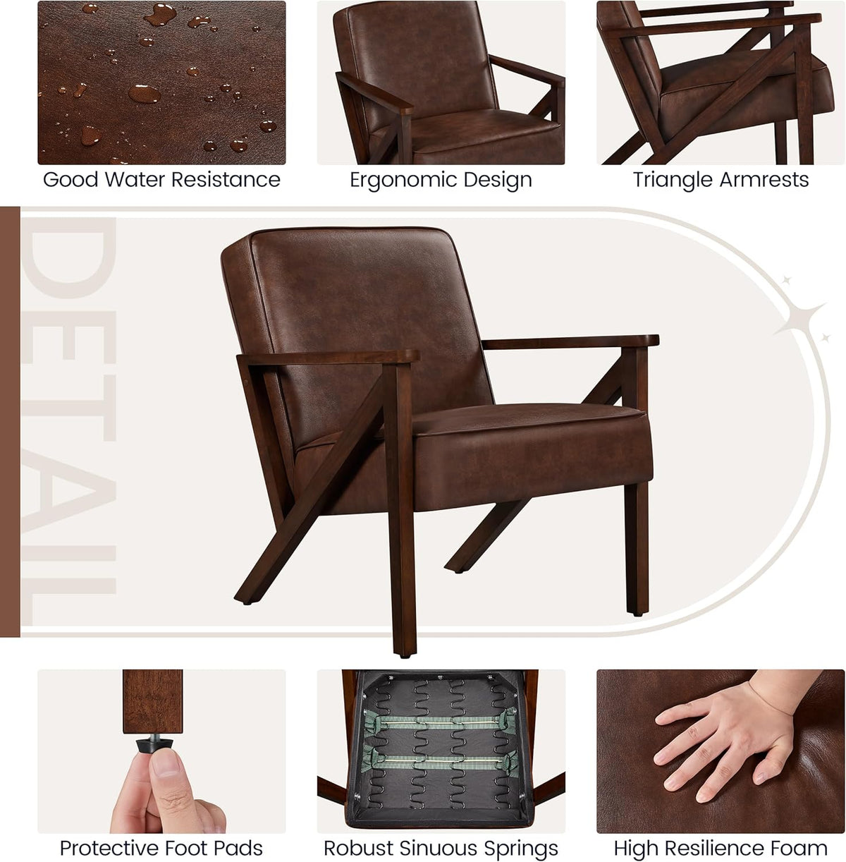 Armchair with Strong Wood Frame
