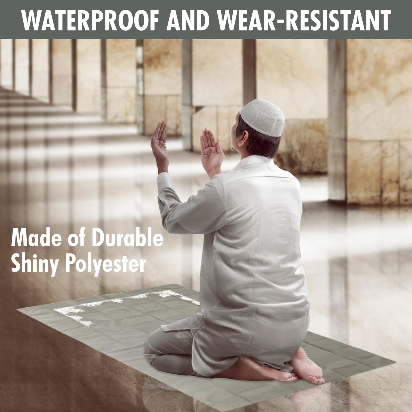 Portable Travel Praying Mat,23.6 in x 43.3 in Muslim Prayer Rug, Foldable Prayer Mat, Pocket Size Waterproof Praying Mat with Iron Corners, Ramadan Eid Gift, Grey - Medaid International