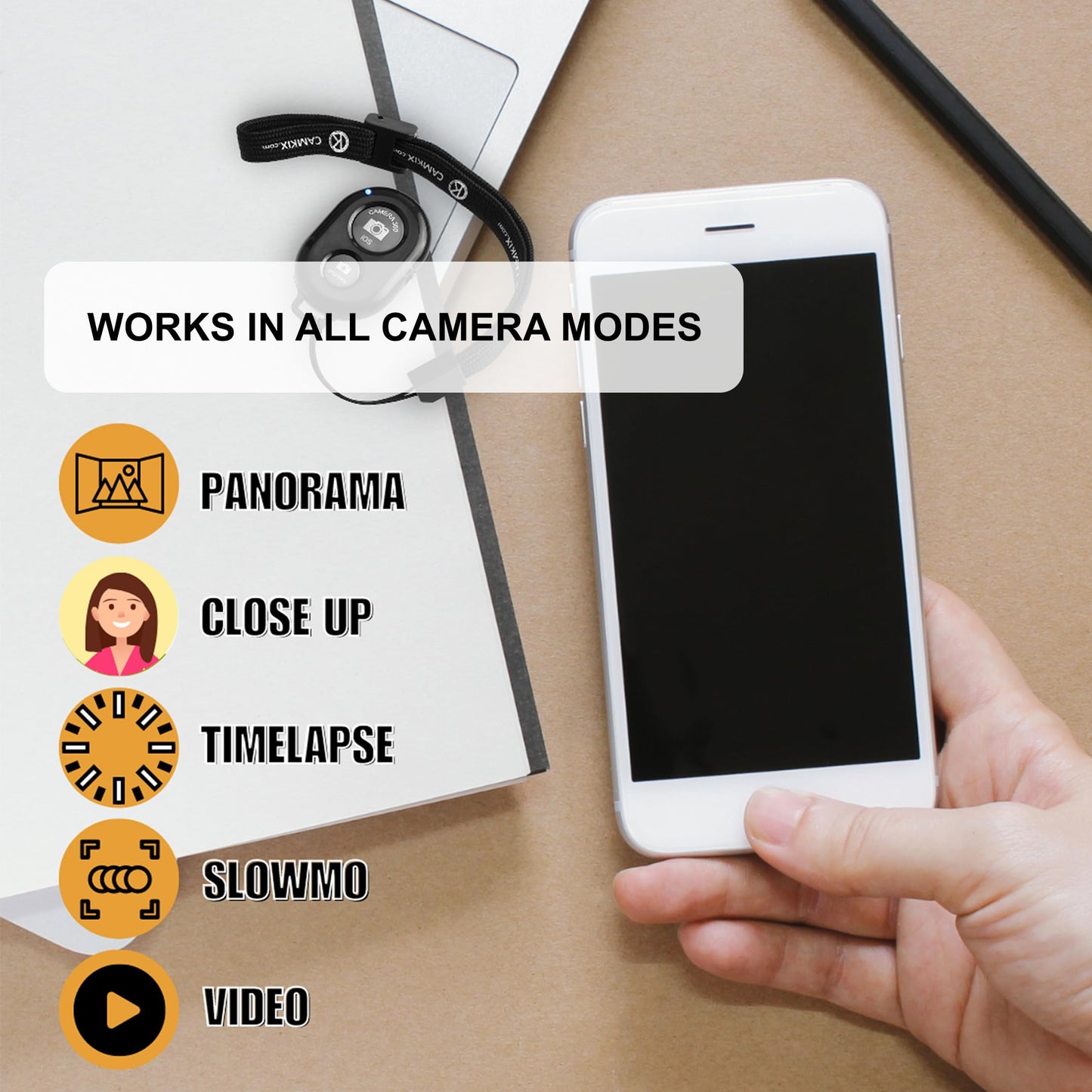 CamKix Camera Shutter Remote Control with Bluetooth Wireless Technology - Create Amazing Photos and Videos Hands-Free - Works with Most Smartphones and Tablets (iOS and Android) - Medaid International