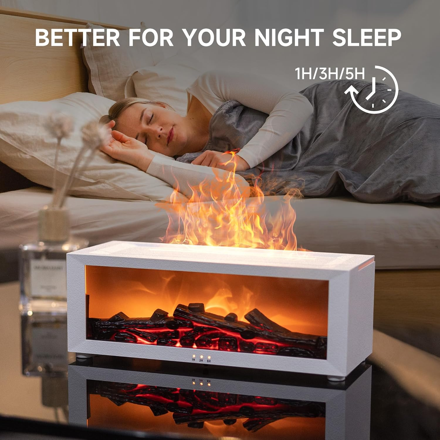 Flame Fire place Diffuser, Vintage Fireplace Aromatherapy Diffuser Humidifier - Medaid International