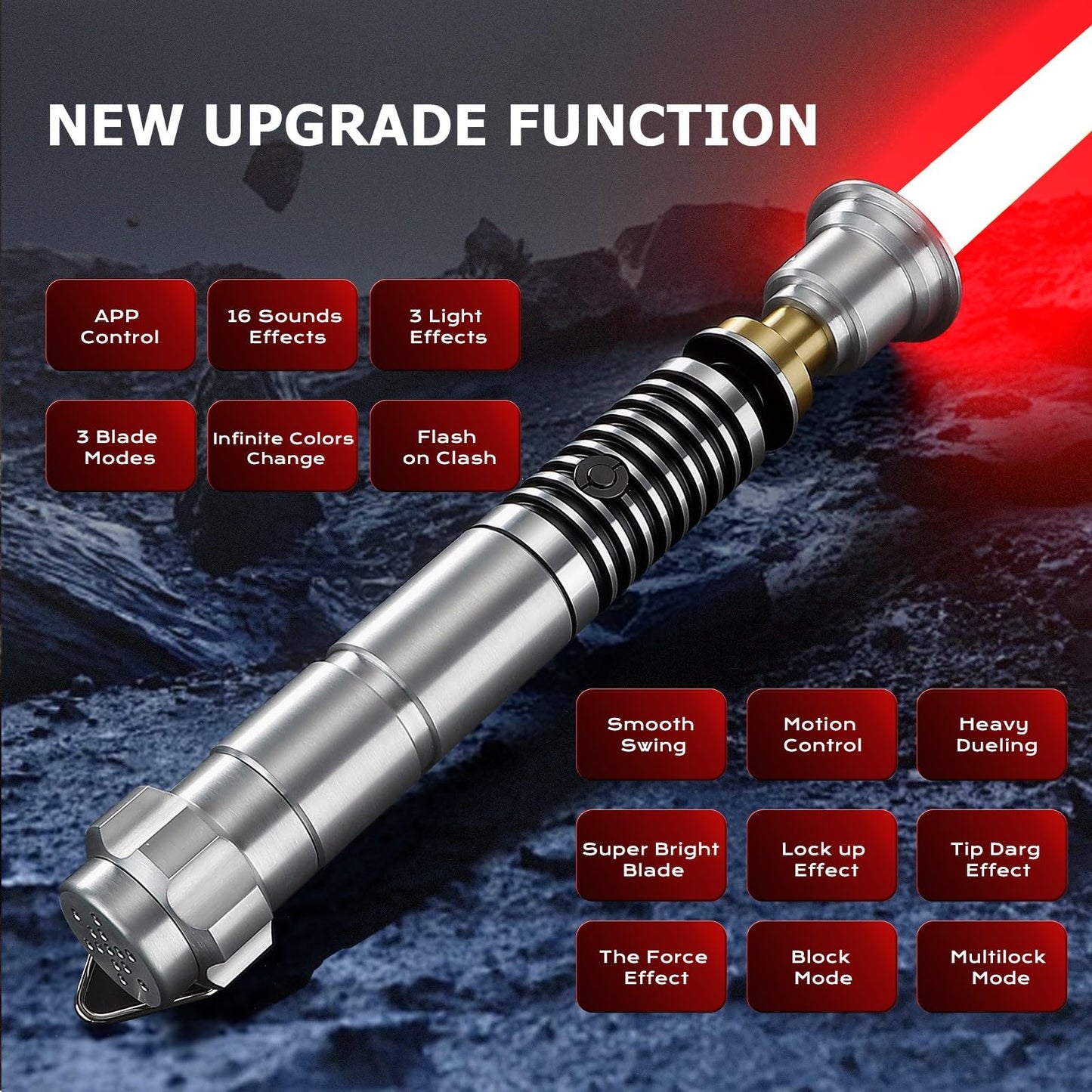 CVCBSER Upgrade App Control LK Dueling Lightsaber, Motion Control 16 Sets Sound Effects 3 Light Effects and 16 Colors Change, Smooth Swing Metal Light Sabers for Adults (RGB-LK) - Medaid International