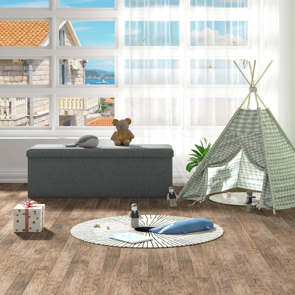 WOLTU Footstool Storage bench (SH11DGR_1)
