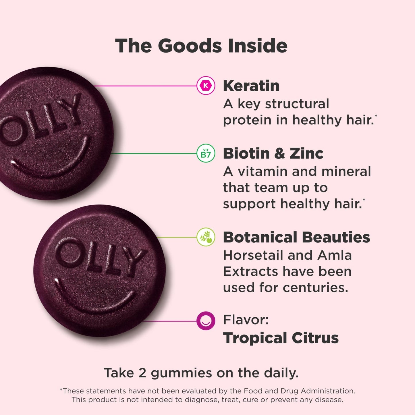 OLLY Heavenly Hair Gummy, Supports Healthy Hair, Keratin, Biotin, AMLA, Chewable Supplement, 30 Day Supply - 60 Count - Medaid International
