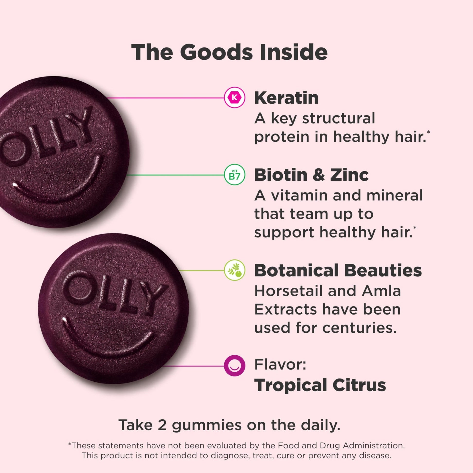 OLLY Heavenly Hair Gummy, Supports Healthy Hair, Keratin, Biotin, AMLA, Chewable Supplement, 30 Day Supply - 60 Count - Medaid International
