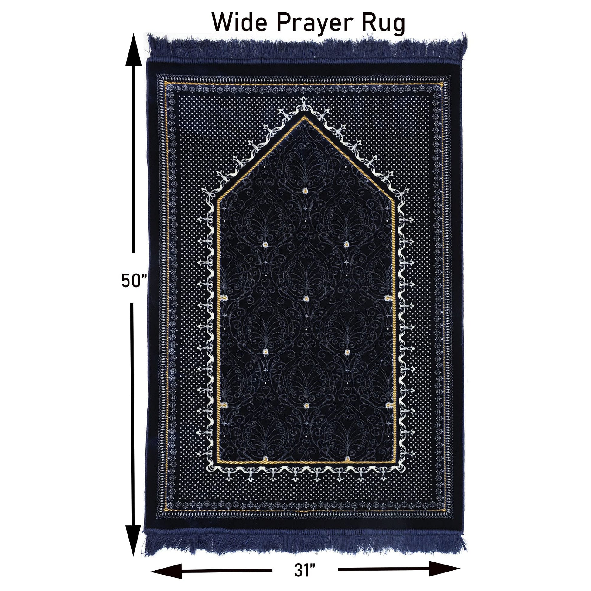 Modefa Turkish Islamic Velvet Prayer Rug - Thick & Wide Soft Praying Carpet - Large Traditional Muslim Salah Mat - Ramadan & Eid Gift - with Car Hanger - Double Plush Topkapi (Blue) - Medaid International