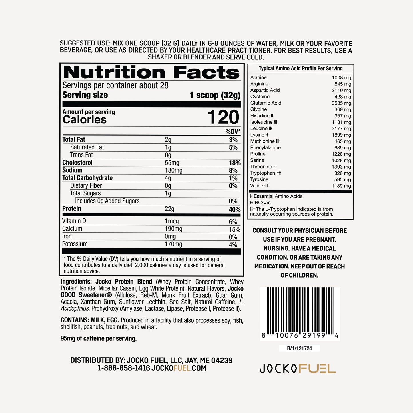 Jocko Fuel Mölk Whey Protein Powder 22g Protein - 95mg of Caffeine - Low Sugar Monk Fruit Blend - Muscle Recovery & Growth, Packaging May Vary (28 Servings, Coffee & Donuts) - Medaid International