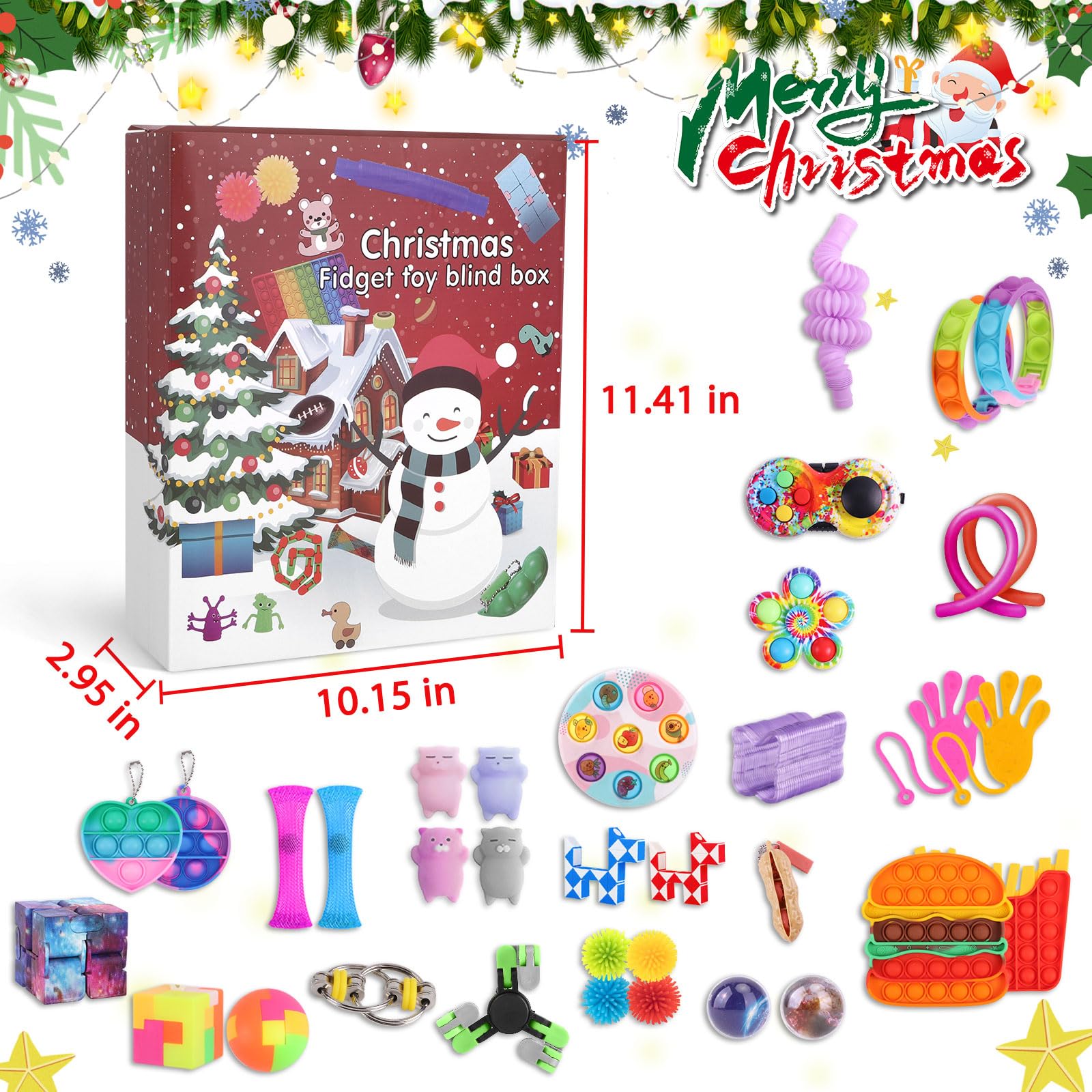 Fidget Advent Calendar, 24 Days of Surprises Fidget Toys Box, Christmas Countdown Advent Calendars for Kids - Medaid International