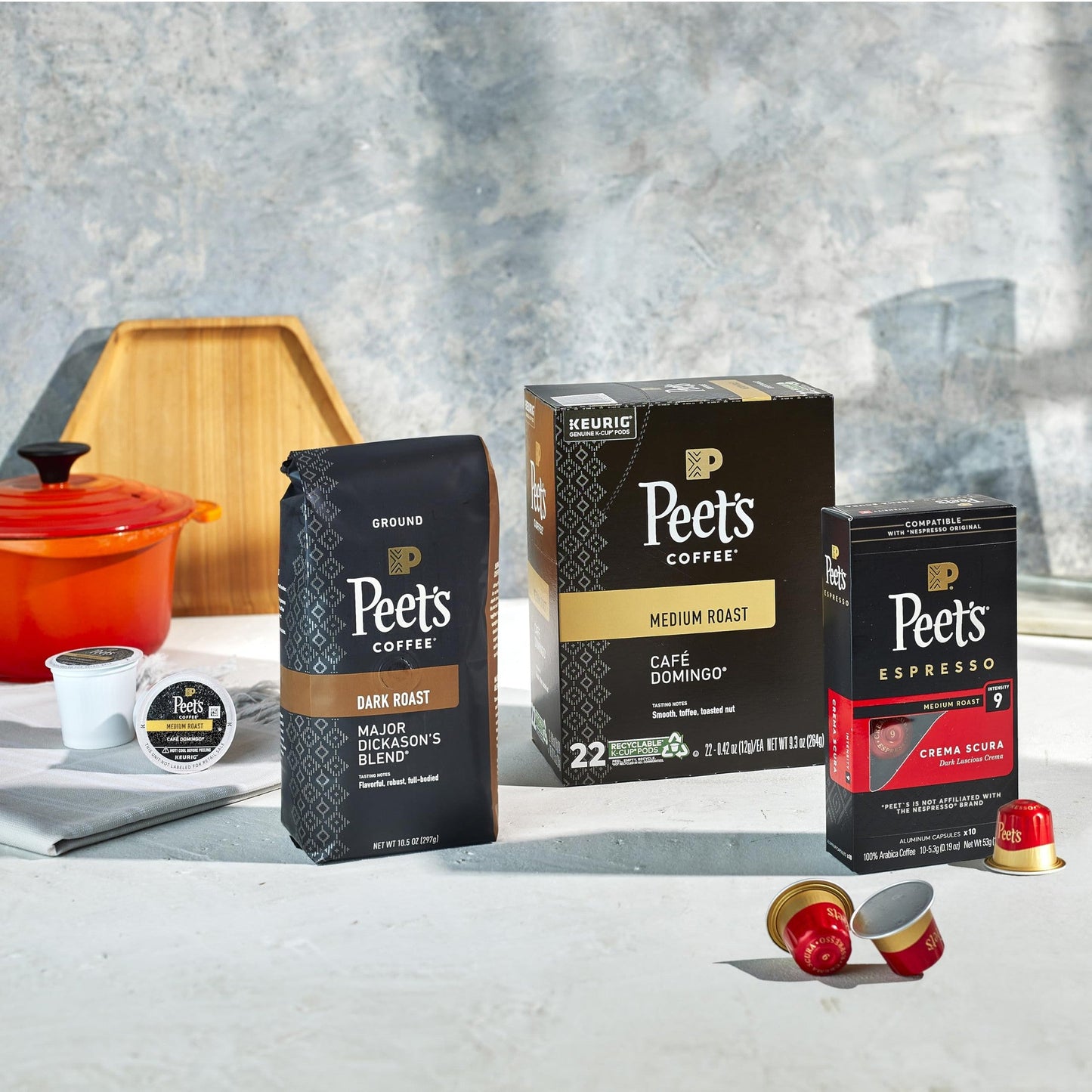 Peet's Coffee, Keurig K-Cup Pods Dark Roast Variety Pack - Major Dickason's Blend, French Roast, Organic Alma De La Tierra, House Blend, 40 Count (4 Boxes of 10 K-Cup Pods)