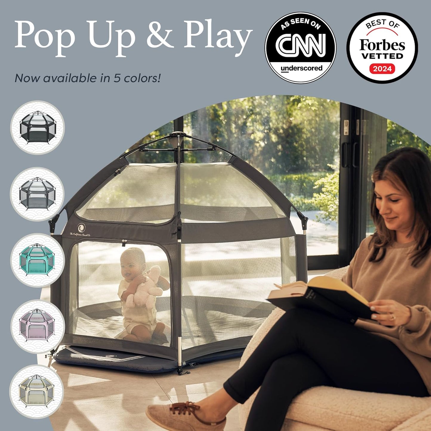 Portable Baby & Toddler Playpen with Canopy and Travel Bag