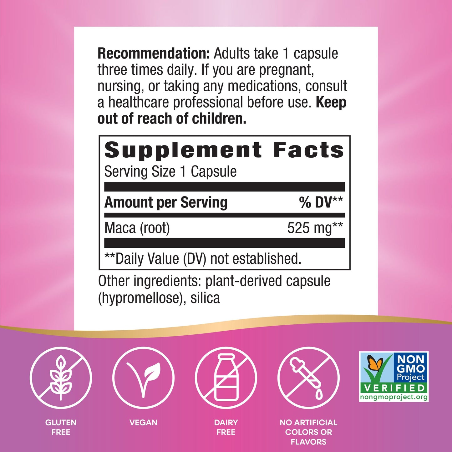 Nature's Way Maca Root, Traditional Libido Support*, 525 mg per Serving, Non-GMO Project Verified, 100 Vegan Capsules (Packaging May Vary) - Medaid International
