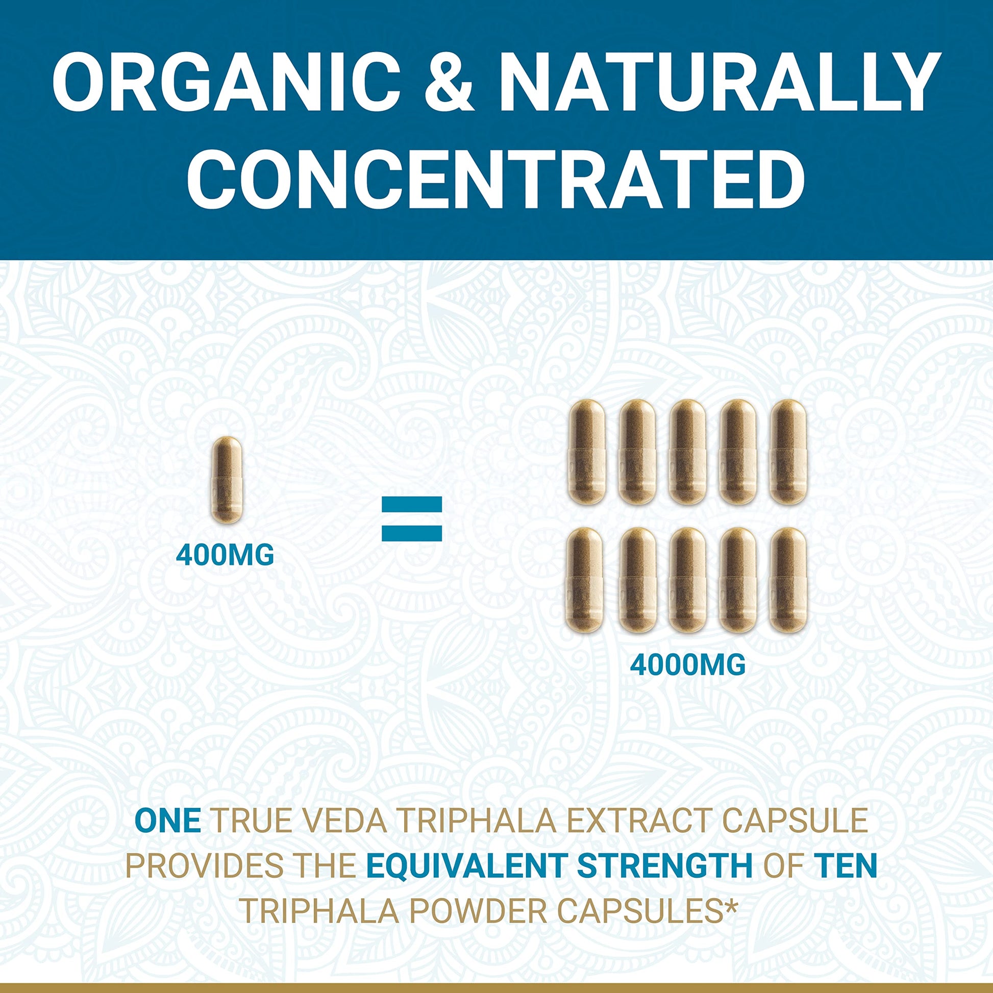 Triphala Capsules – USDA Organic Certified | Vegan Triphala Tablets | 100% Natural Herbal Triphala Guggulu Supplement | Natural Fusion Extract Potency | Ayurveda | 60 Caps | Trifala Churna - Medaid International