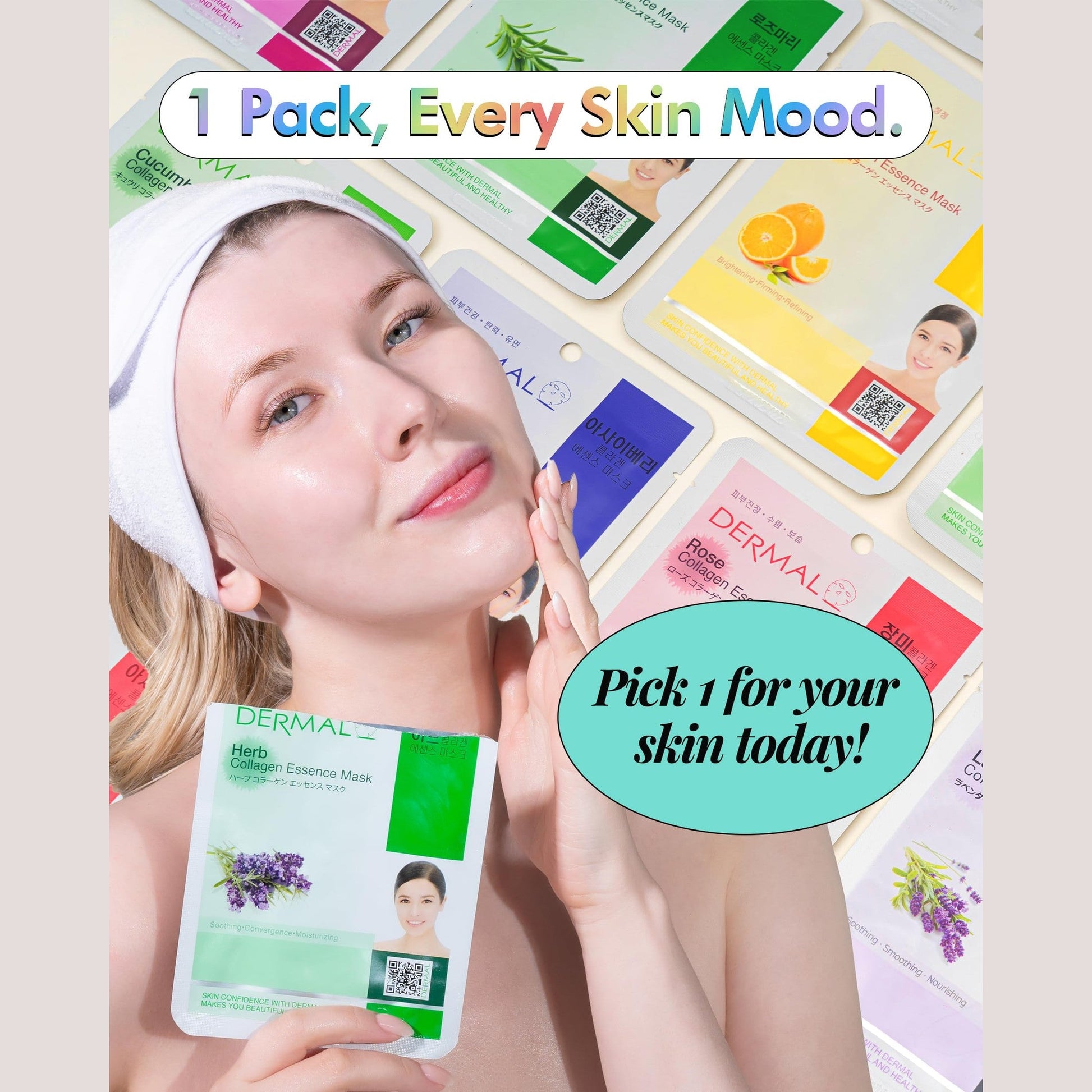 DERMAL Made in Korea Facial Mask – 20+ Years of Trusted K-Beauty, Premium Quality vs. Generic Chinese Masks, Best Value Sheet Mask for Daily Skincare – 16 Combo Pack A - Medaid International