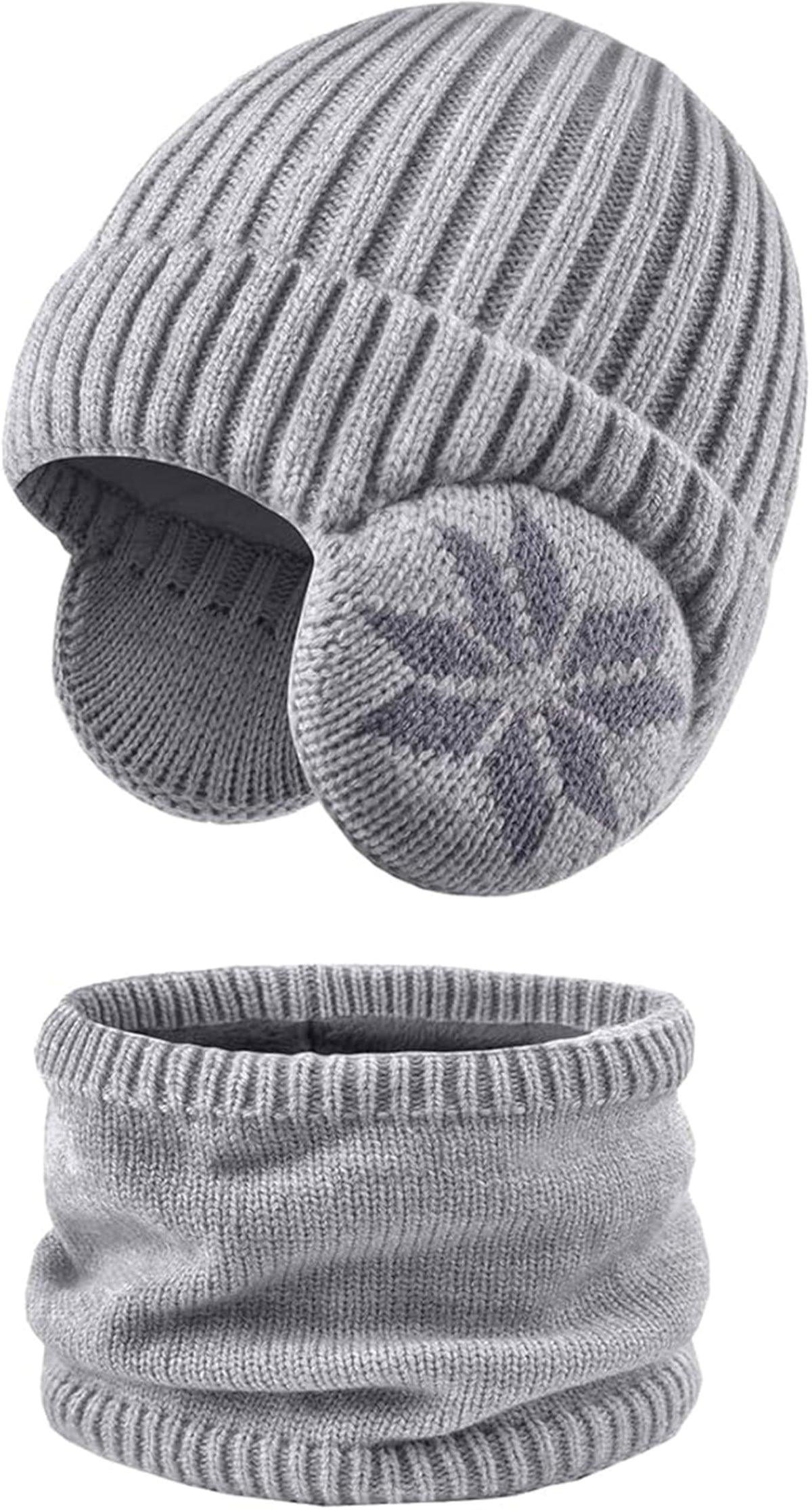 KASTWAVE Kids Beanie Hat Scarf Set, Kids Winter Hat Scarf Gloves Set, 3 in 1 Thermal Knit Hat Scarf Gloves Set with Double Layer Fleece Lining, for Toddler Boys Girls for 1-6 Years Old Kids (Purple)