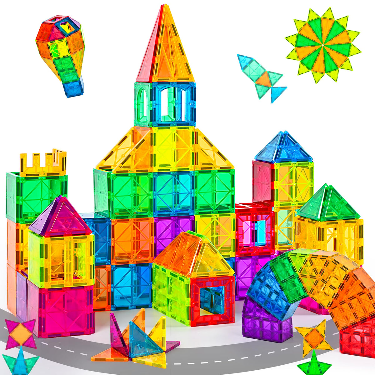 cossy 120Pcs Magnetic Tiles Magnetic 3D Building Blocks Set Educational Construction Toys for 3+ Year Kids with Educational Toys, Recreational, Conventional