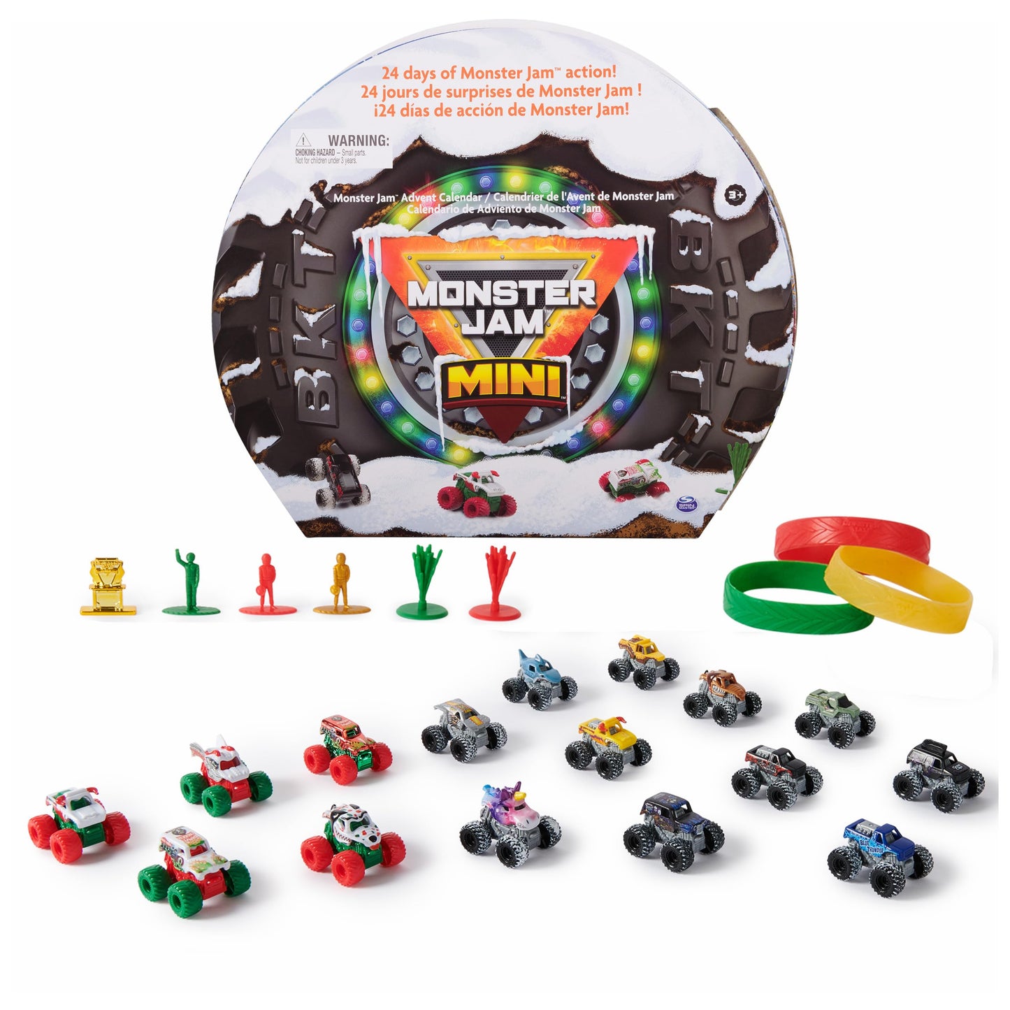 Monster Jam Mini Holiday Advent Calendar, 24 Days of Mini Monster Trucks and Accessories, 1:87 Scale, Kids Toys for Boys and Girls Ages 3 and up - Medaid International