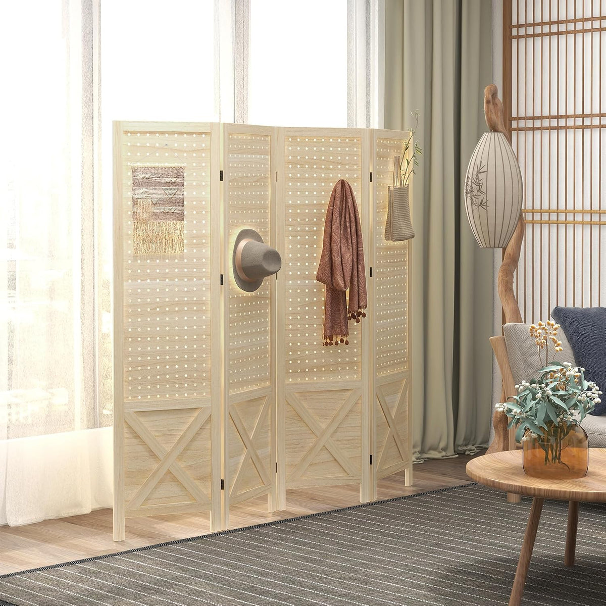 4 Panel Pegboard Display Room Divider