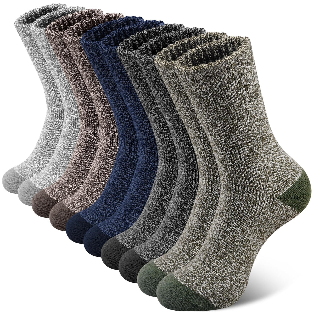 KASTWAVE Thick Wool Socks for Mens, Size 36-47 (7-12), Warm Winter Soft Thermal Socks, Cozy Winter Socks for Mens Gifts (5 Pairs)