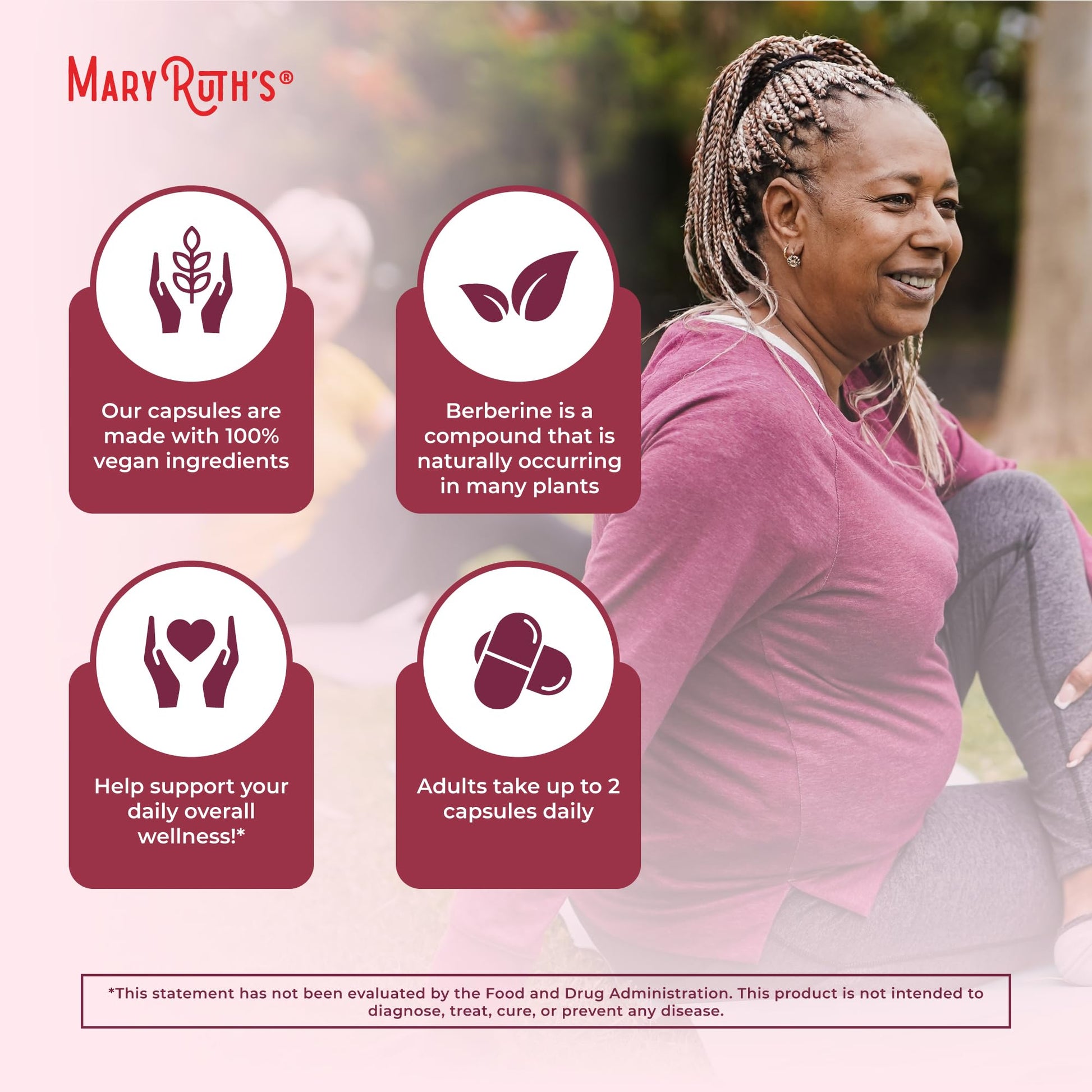 MaryRuth Organics Berberine Supplement | 1000 mg Per Serving | 1 g Berberine | Healthy Metabolism with Diet and Exercise | Overall Health | Vegan Capsules | 30 Serving - Medaid International