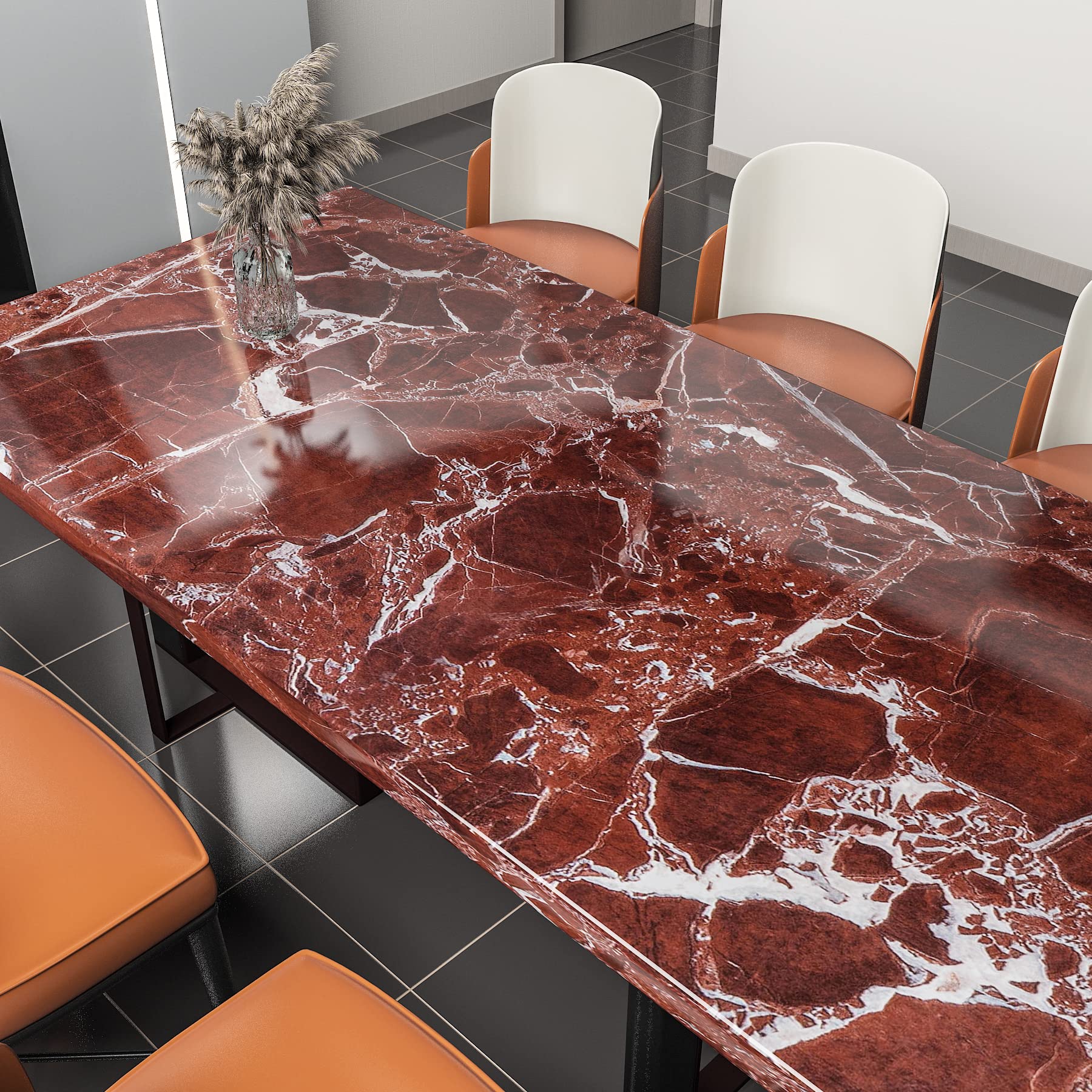 AbaBoorty 400"x15.8" Dark Cherry Red Marble Wallpaper for Countertops Waterproof Faux Granite Contact Paper Covers Counter Top Self Adhesive Vinyl Wall Paper for Decor Bathroom Counters Vanity Desk - Medaid International