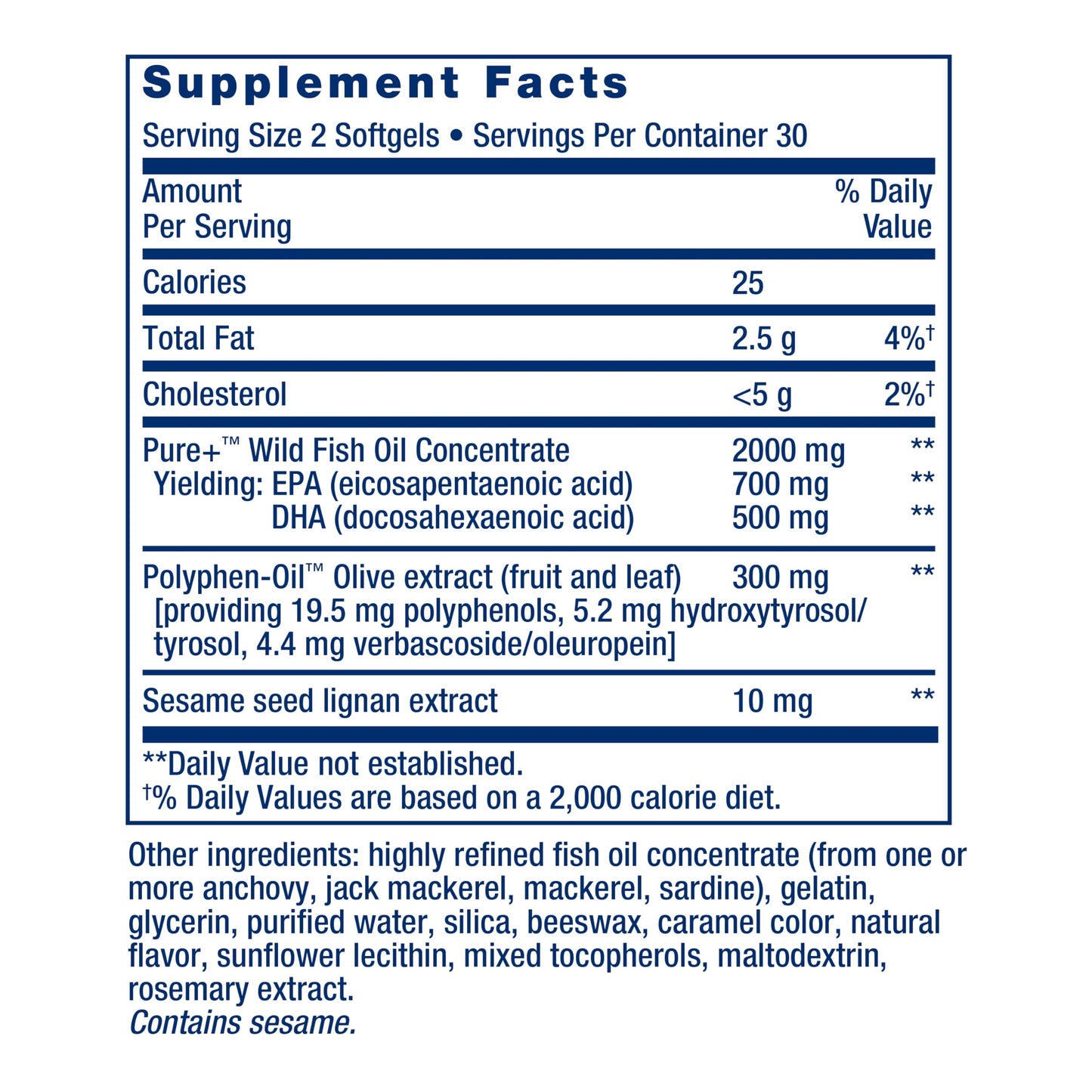 Life Extension Super Omega-3 EPA/DHA Fish Oil, Sesame Lignans & Olive Extract – Heart Health, Brain Health, Inflammation Health Support, Cholesterol Health Support, Gluten-Free, Non-GMO, 60 Softgels - Medaid International