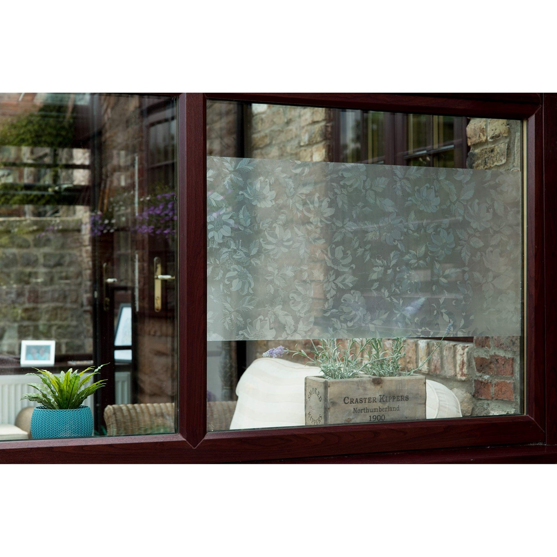 d-c-fix 346-0464 Self-Adhesive Privacy Glass Window Film, Perennial/Damast, 17" x 78" Roll - Medaid International