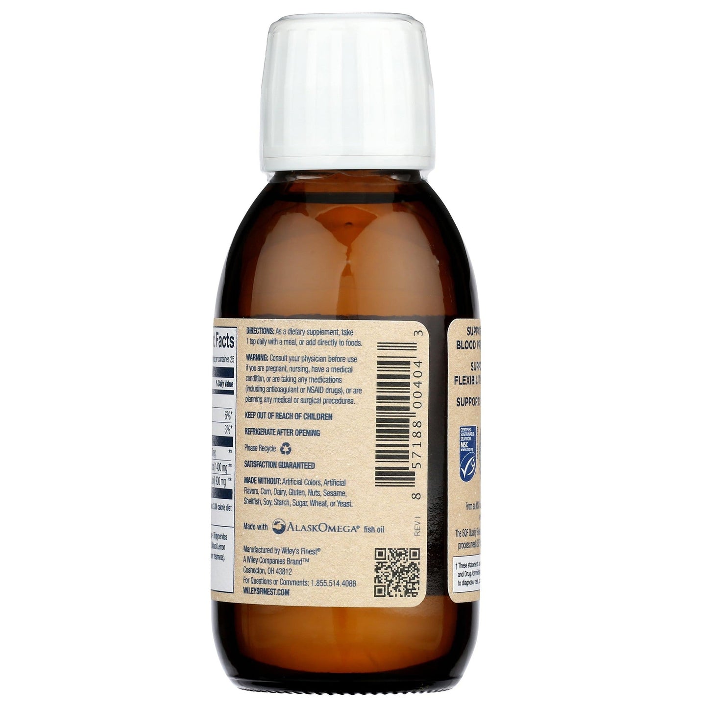 Wiley’s Finest Wild Alaskan Fish Oil Peak Omega-3 Liquid Supplement - 2300mg EPA and DHA Omega-3s - Lemon Flavor - 4.23 Oz (25 Servings) - Medaid International