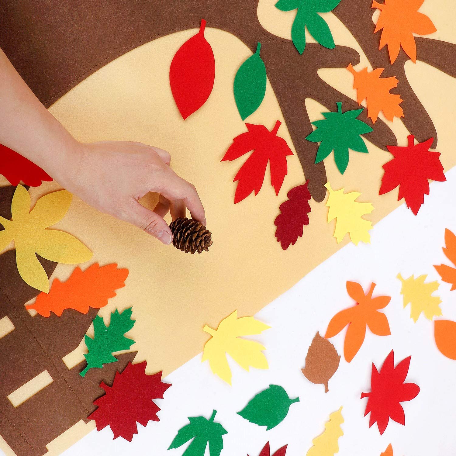 Fall Tree of Thanks Craft Kit Felt Fall Decorations Fall Tree Board with 60 Pieces Autumn Leaf Maple Leaves Ornaments Autumn Bulletin Board for DIY Craft Thanksgiving Decorations - Medaid International