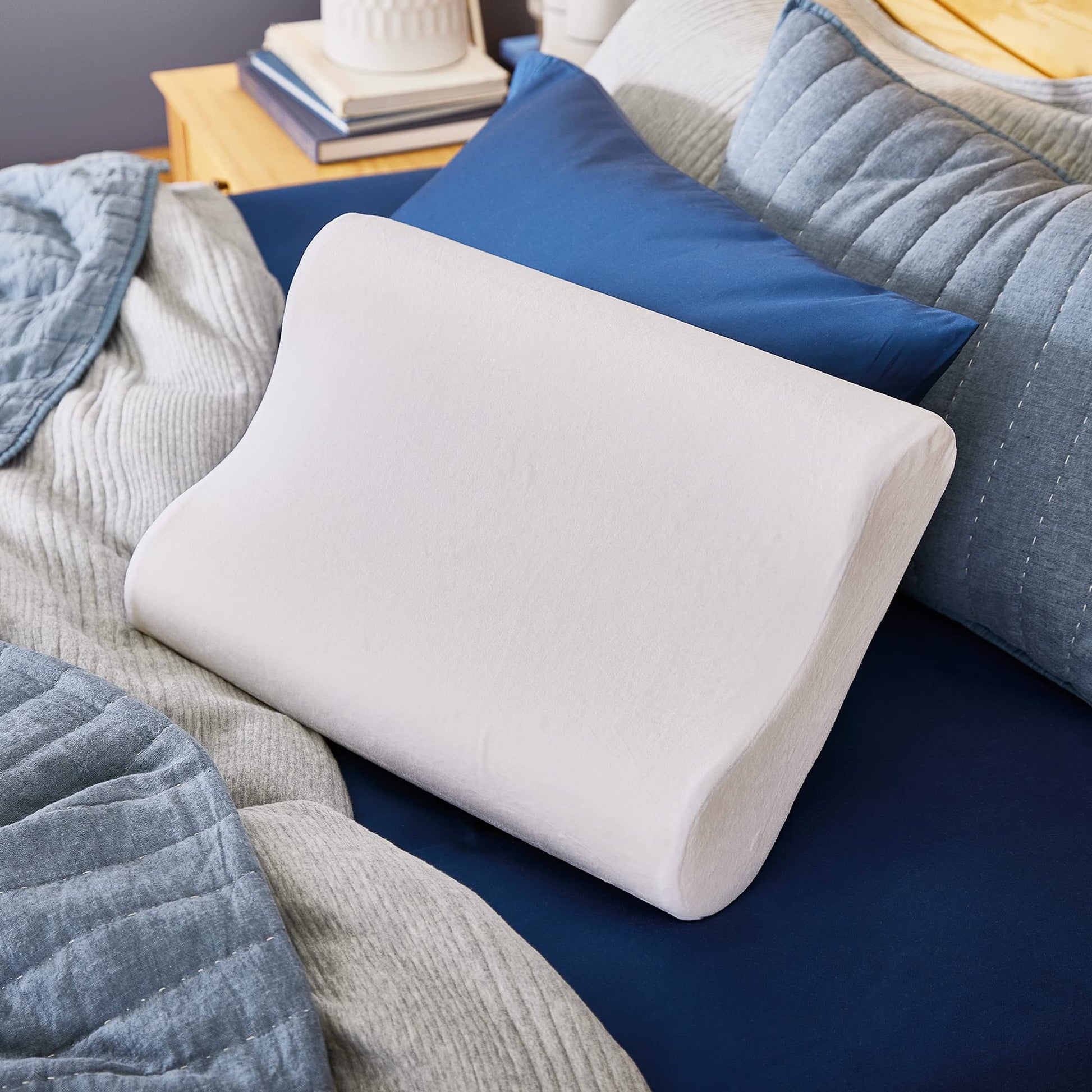 Sleep Innovations Memory Foam Contour Pillow, Standard Size, Head, Neck, and Shoulder Alignment, Side and Back Sleepers, Medium Support - Medaid International