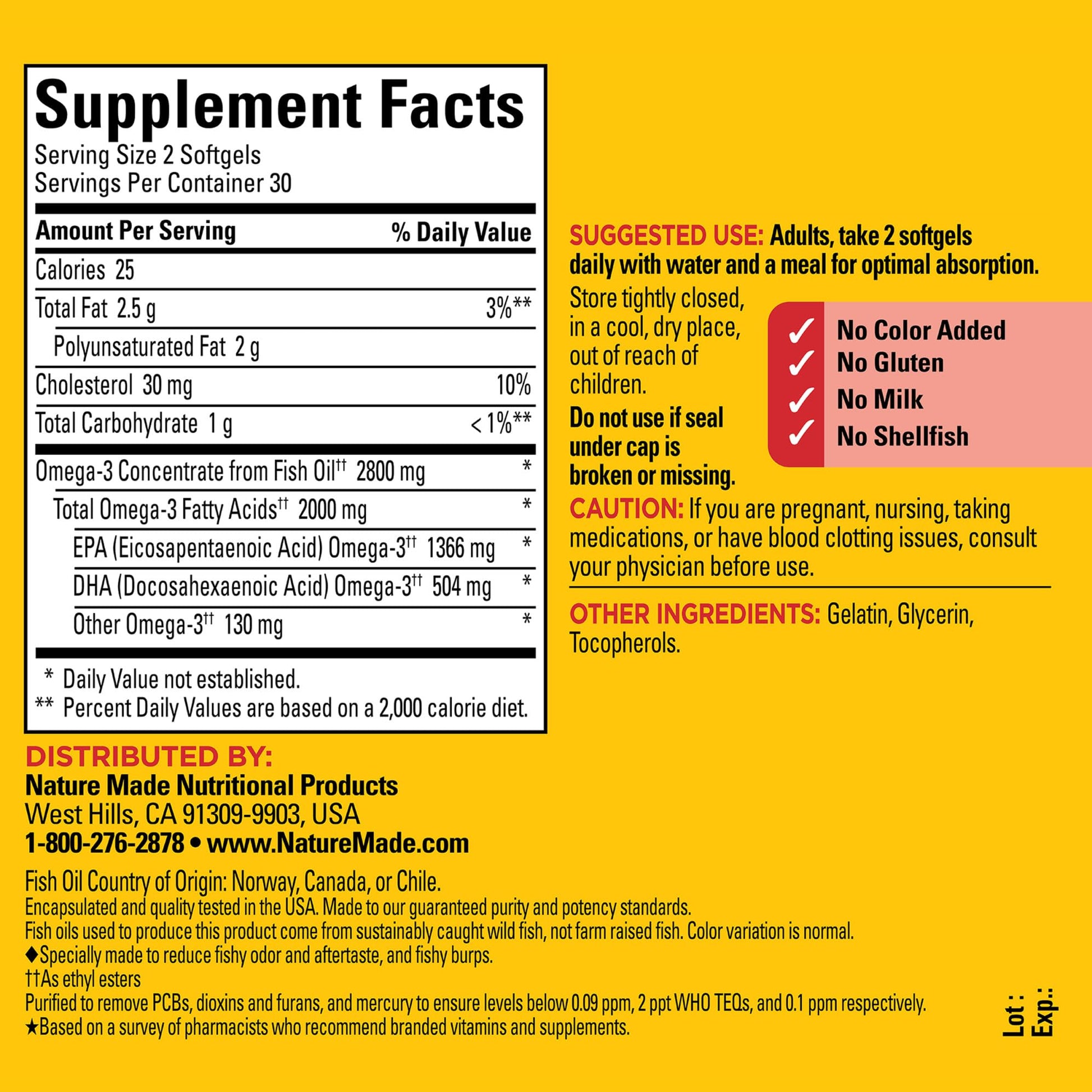 Nature Made Extra Strength Omega 3 Fish Oil Supplements, 2800mg, Fish Oil Omega 3 Supplements as Ethyl Esters for Healthy Heart, Brain, Eyes, Mood Support, 60 Softgels, 30 Day Supply - Medaid International
