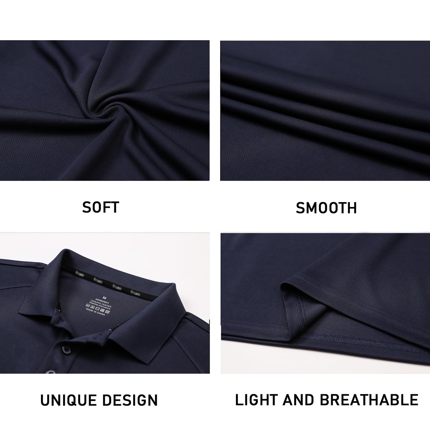 Gaiatiger Men’s 3 Pack Polo Shirt Moisture Wicking Quick Dry Performance Athletic Short Sleeve Golf Shirt,0427,Black Grey Navy,L - Medaid International