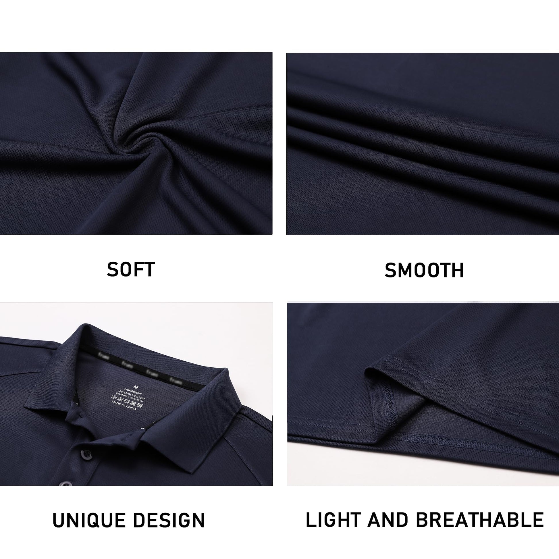 Gaiatiger Men’s 3 Pack Polo Shirt Moisture Wicking Quick Dry Performance Athletic Short Sleeve Golf Shirt,0427,Black Grey Navy,L - Medaid International