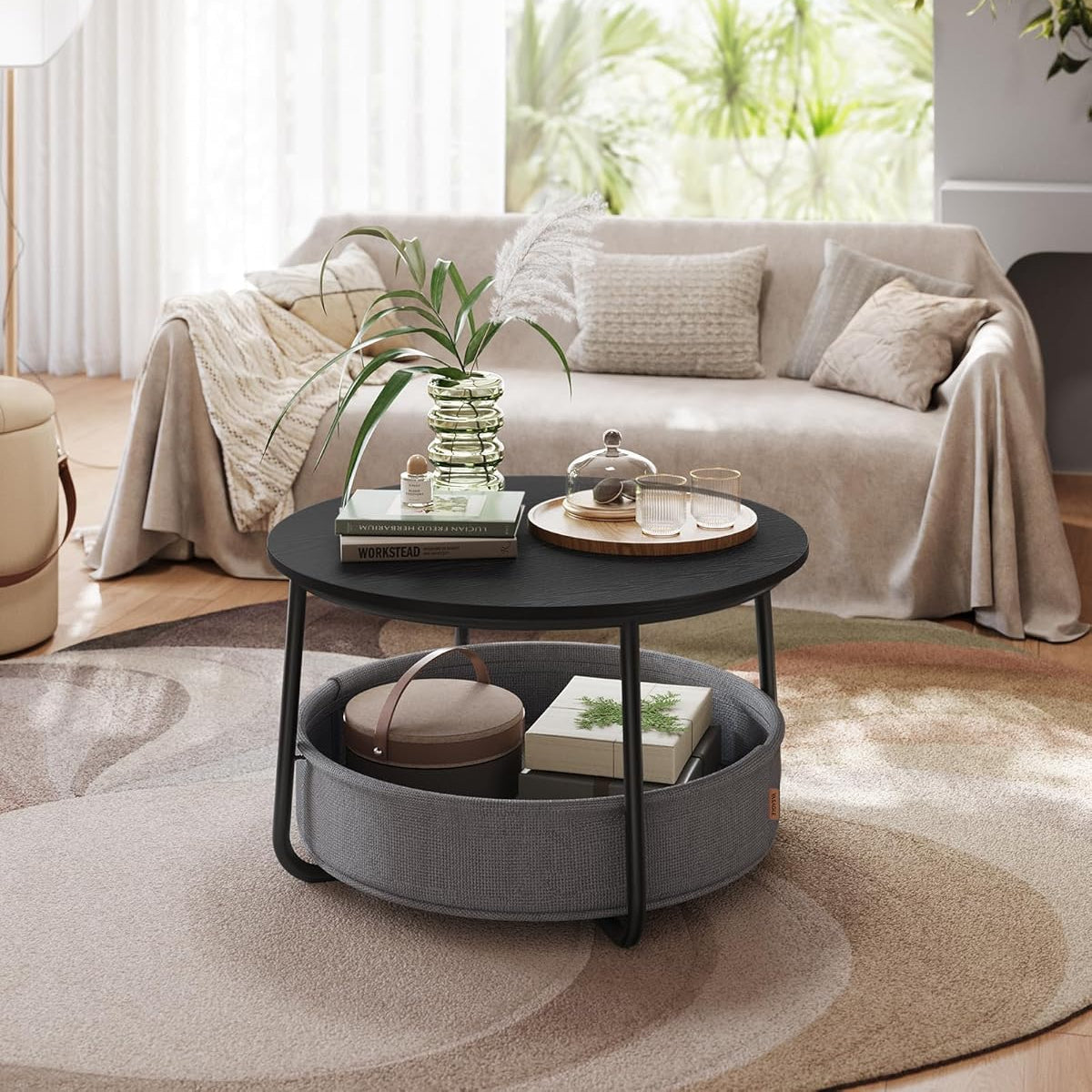 VASAGLE Round Coffee Table LCT244W10