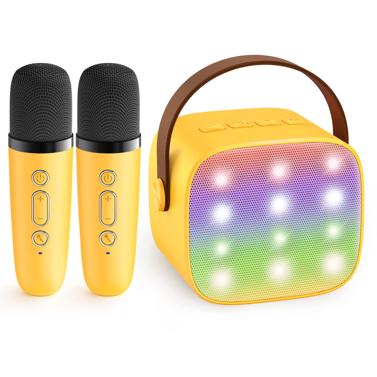 Karaoke Machine for Kids, Portable Bluetooth Speaker with 2 Wireless Microphones,18 Pre-Loaded Songs, Birthday for 3 4 5 6 7 8 + Year Old Boys Toys - MULTICOLOR