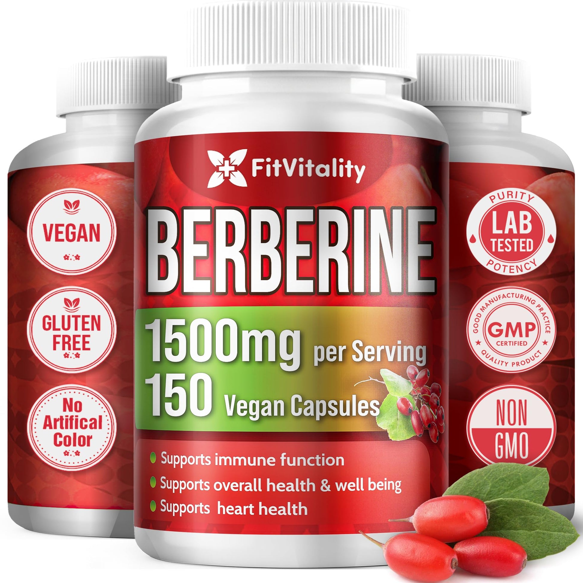 Premium Berberine Supplement, 150 Capsules – 50 Days Supply, 1500mg Berberine Per Serving, Berberine HCI, Made from 100% Pure & Natural Ingredients, Non-GMO, Gluten-Free. - Medaid International