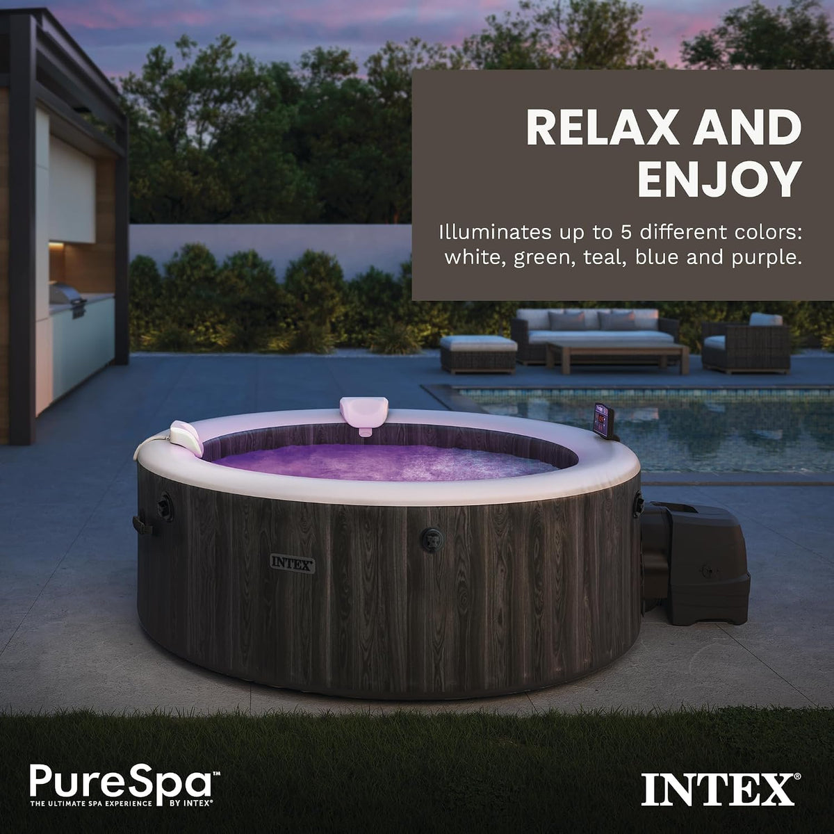 Intex B01NBYH7O8 PureSpa Battery Multi-Colored LED Light for Bubble Spa Hot Tub J, Multicolor